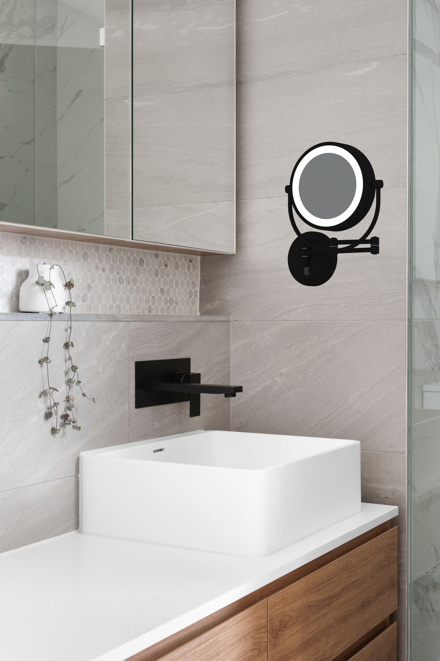 matte black makeup mirror