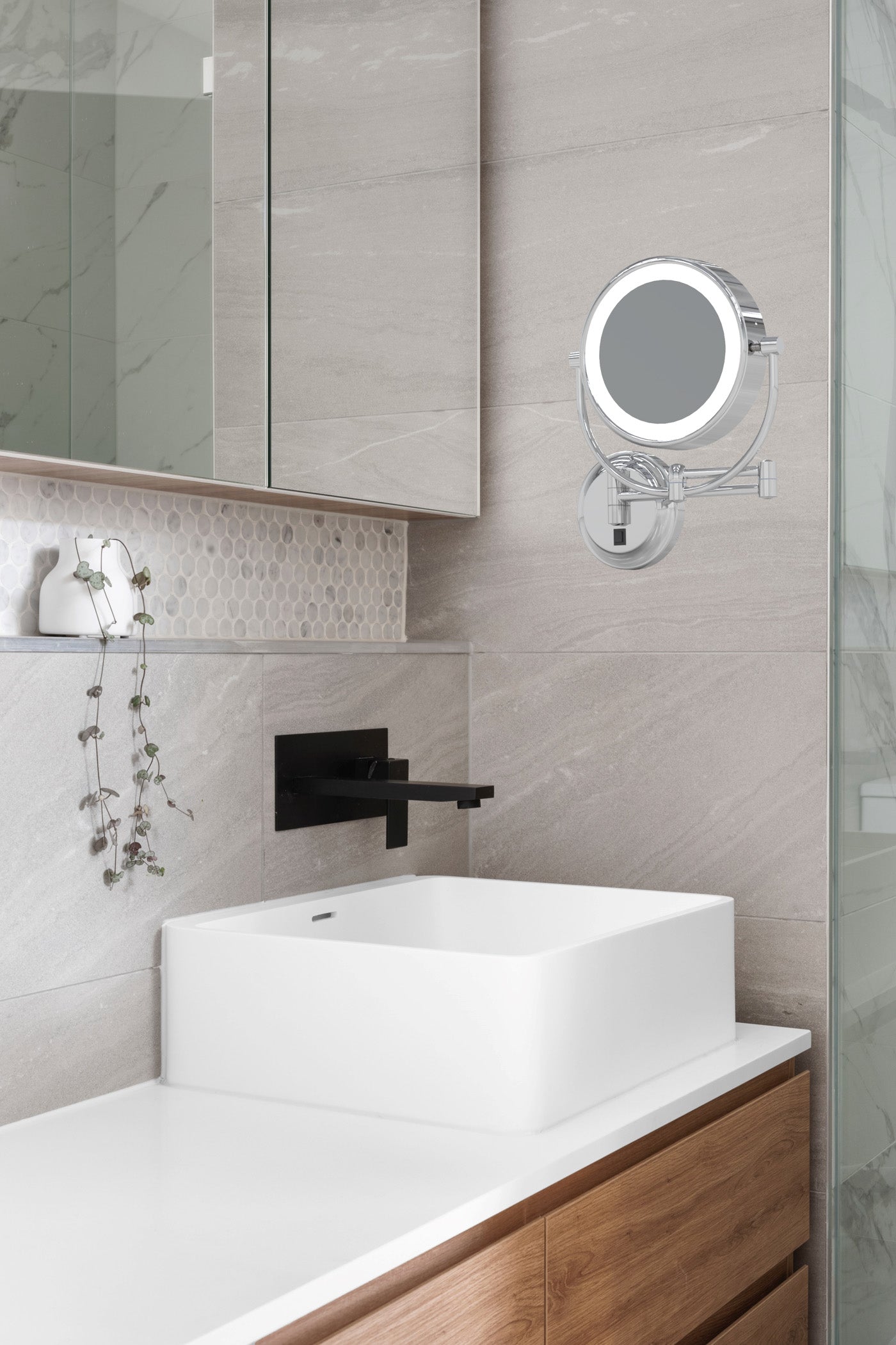 chrome makeup mirror