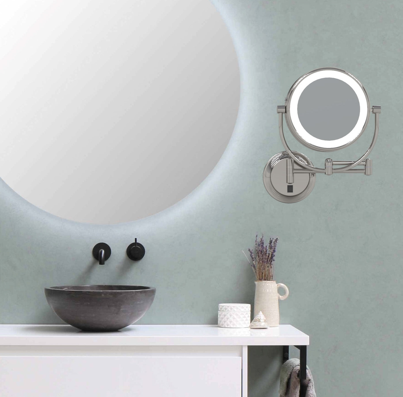 polished nickel makeup mirror