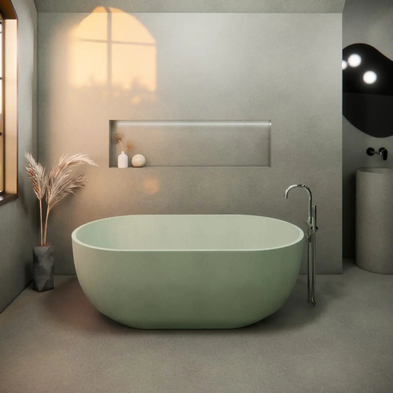 Balux Ola Petite Concrete Freestanding Bathtub by Balux