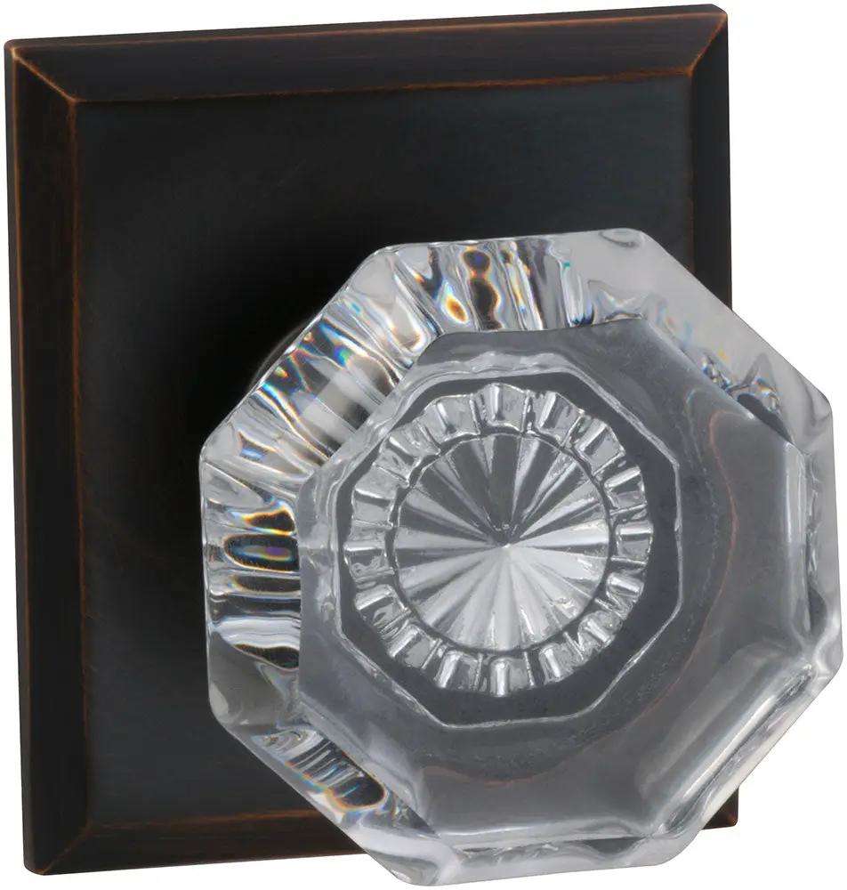 Omnia Prodigy Interior Traditional Knob Latchset with Rectangular Rose by Omnia