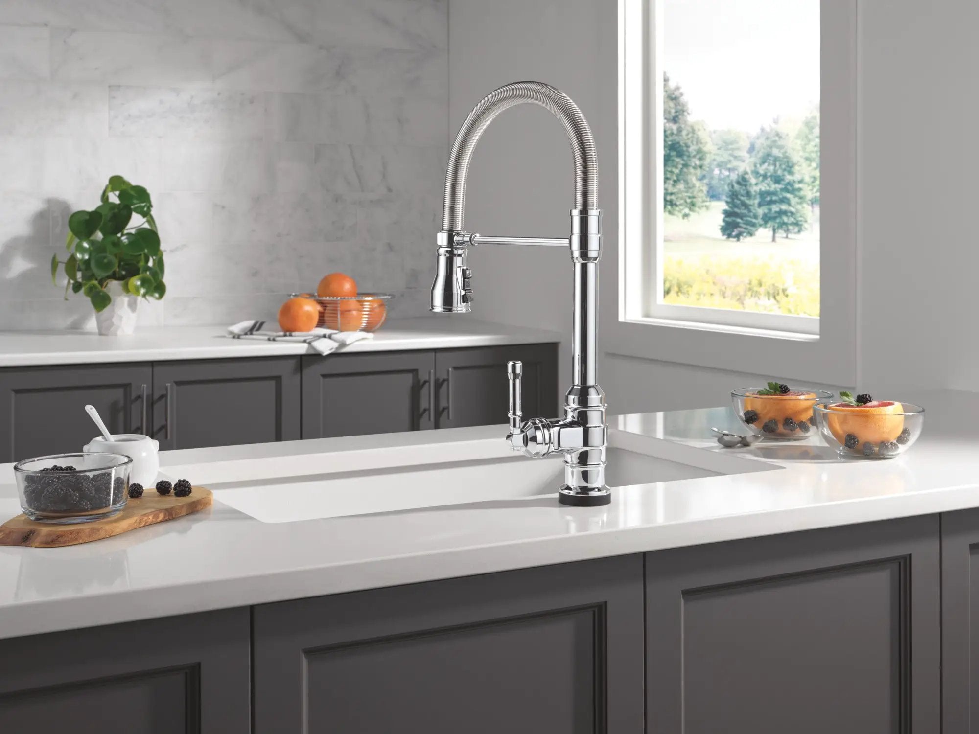 chrome kitchen faucet