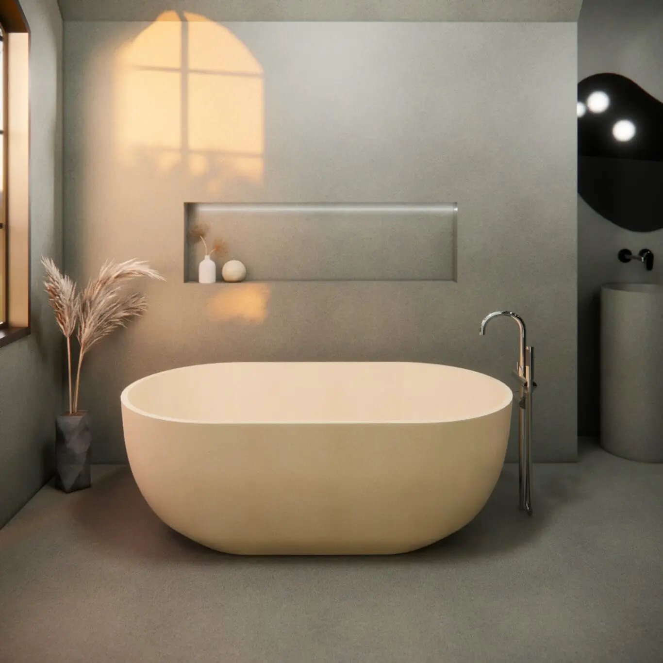 Balux Ola Petite Concrete Freestanding Bathtub by Balux
