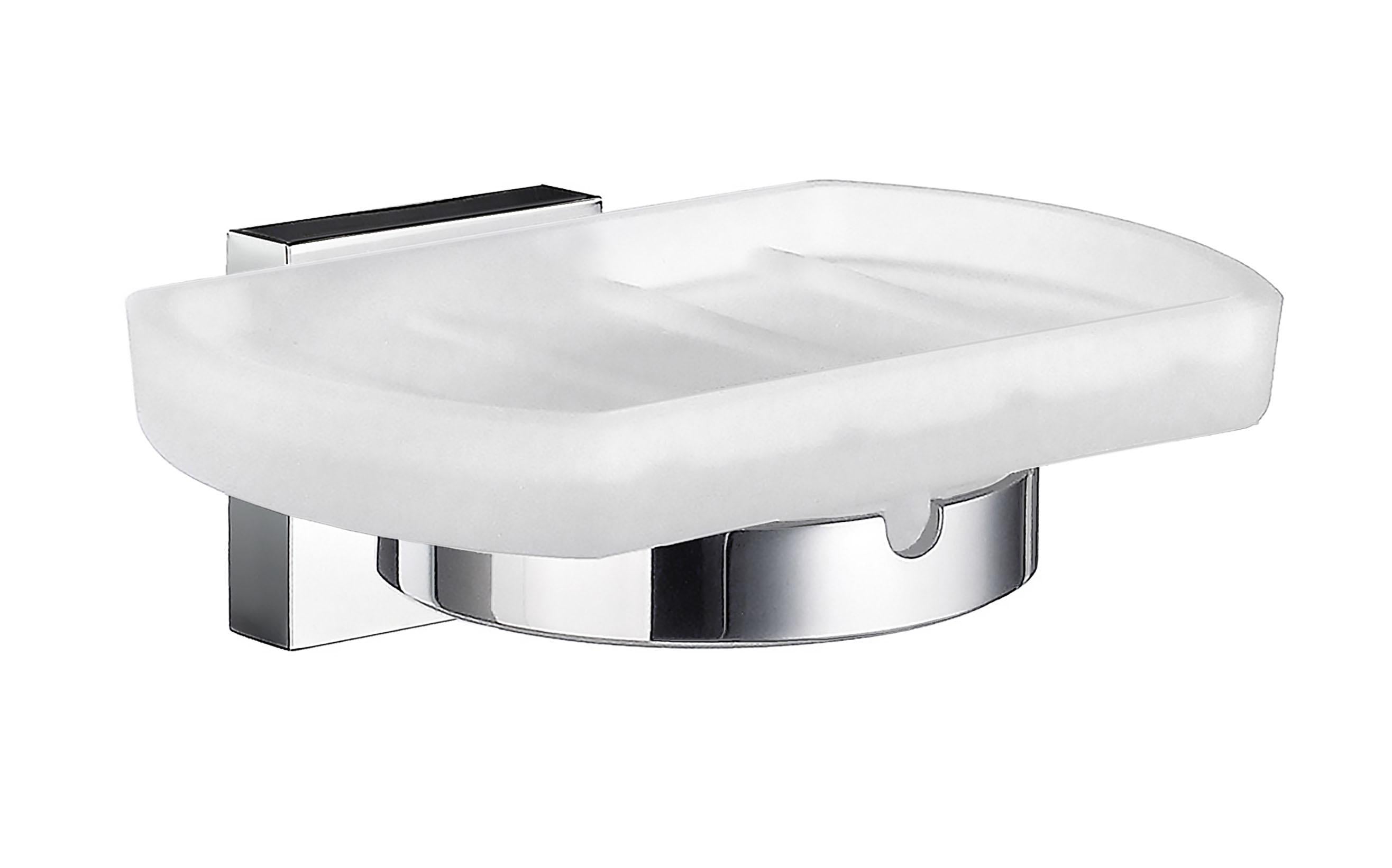 polished chrome holder with soap dish