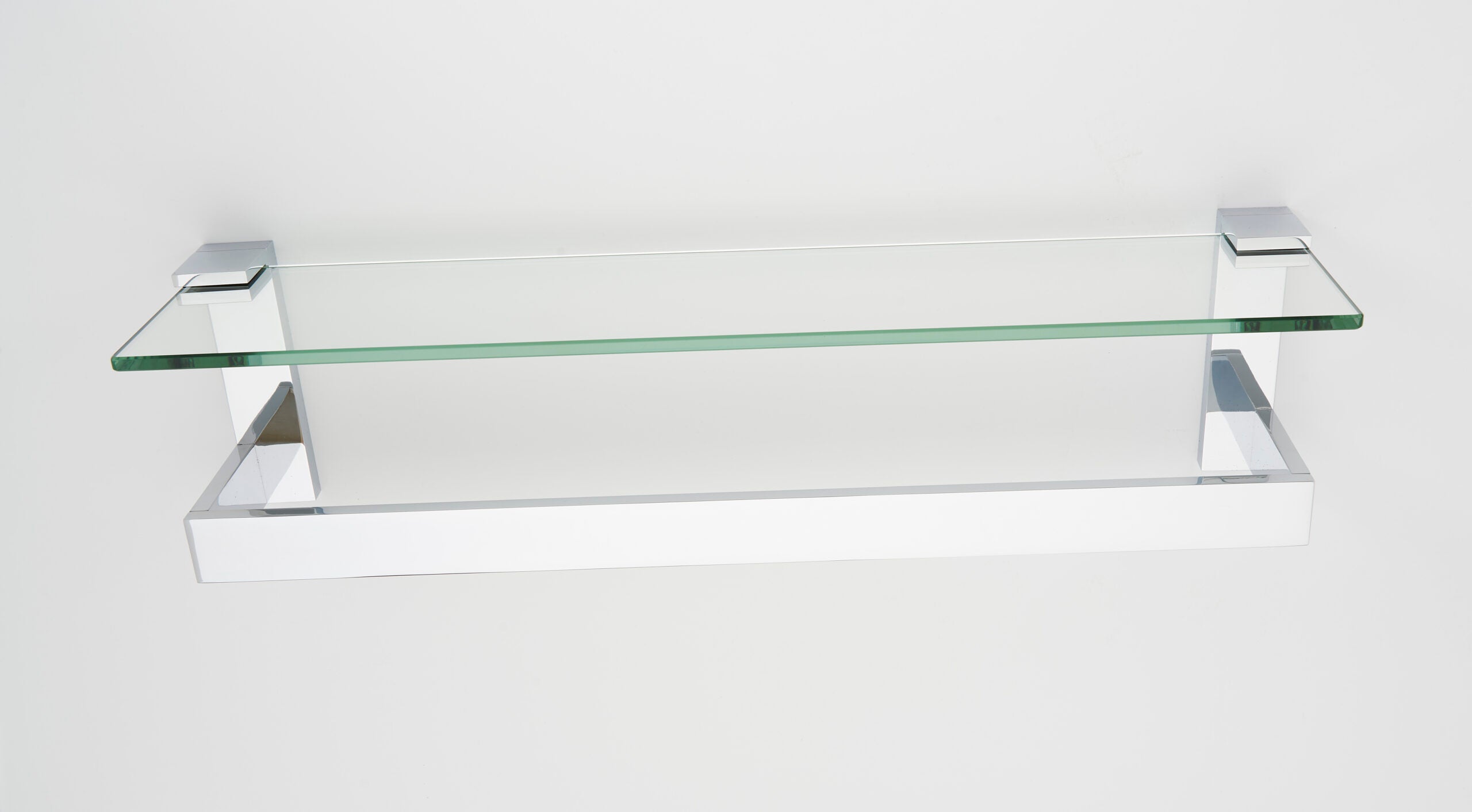 polished chrome glass shelf
