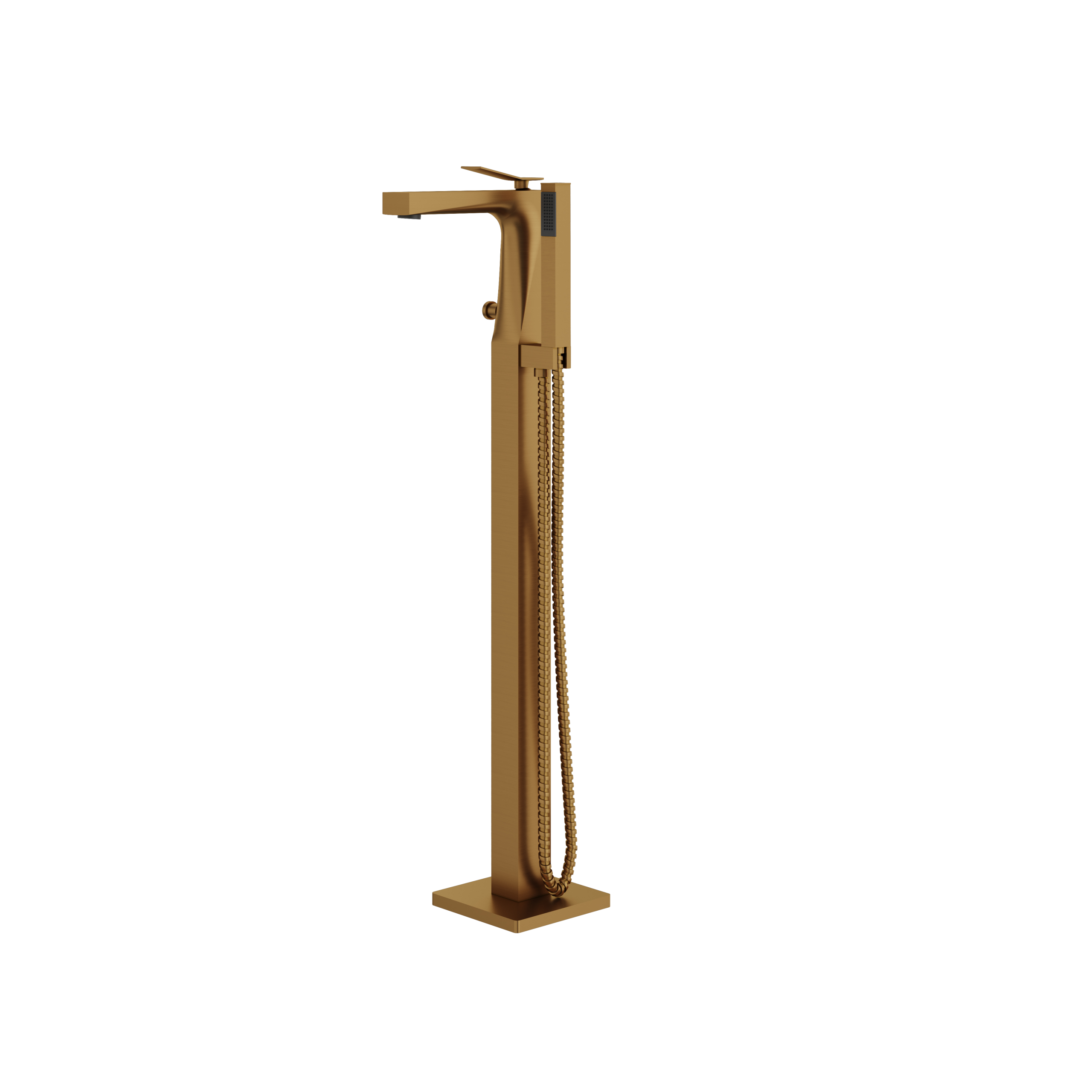 Aquabrass Chicane Floor Mount Tub Filler with Handshower by Aquabrass