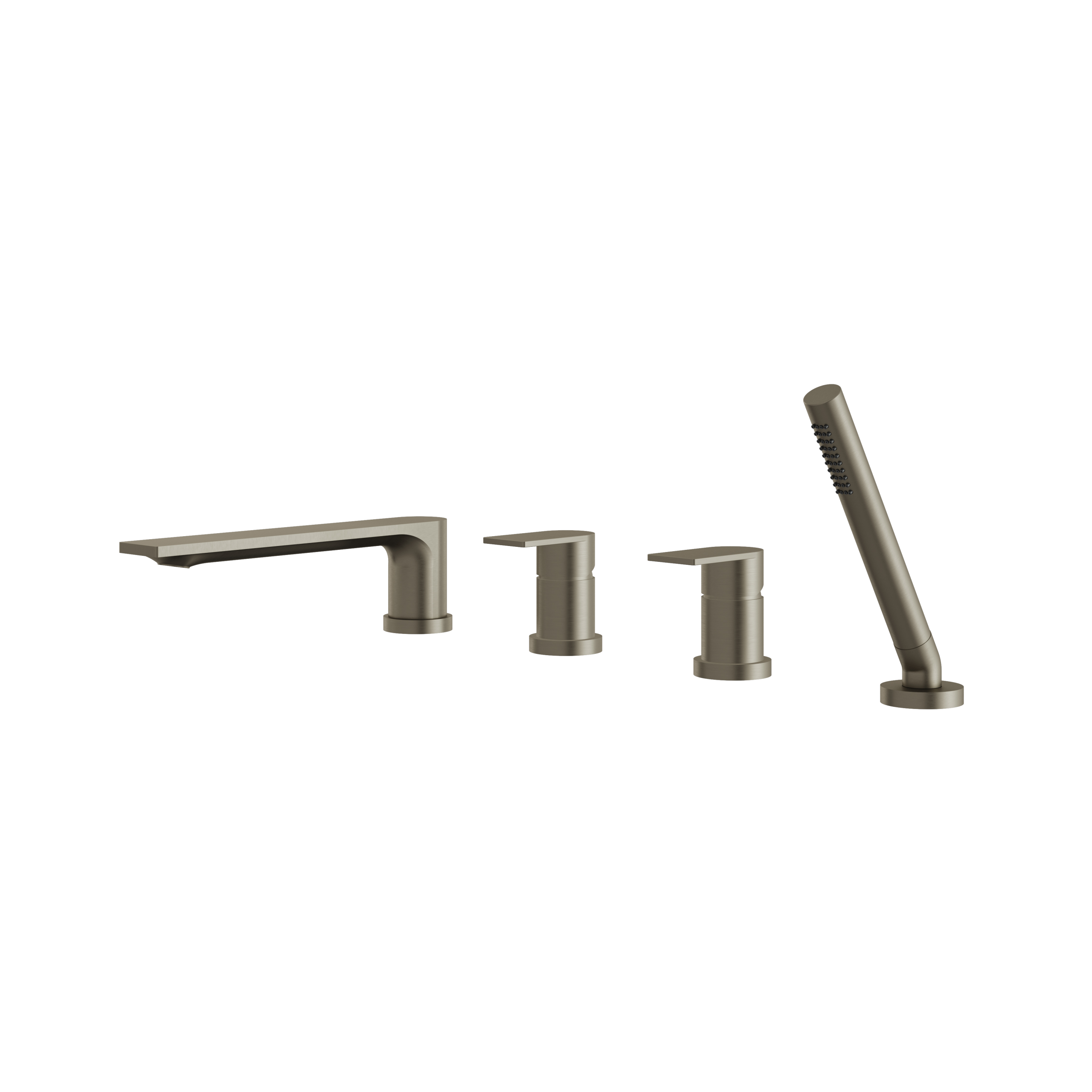 Aquabrass Alpha Deck Tub Filler with Hand Shower and 2 Mixer Valve by Aquabrass