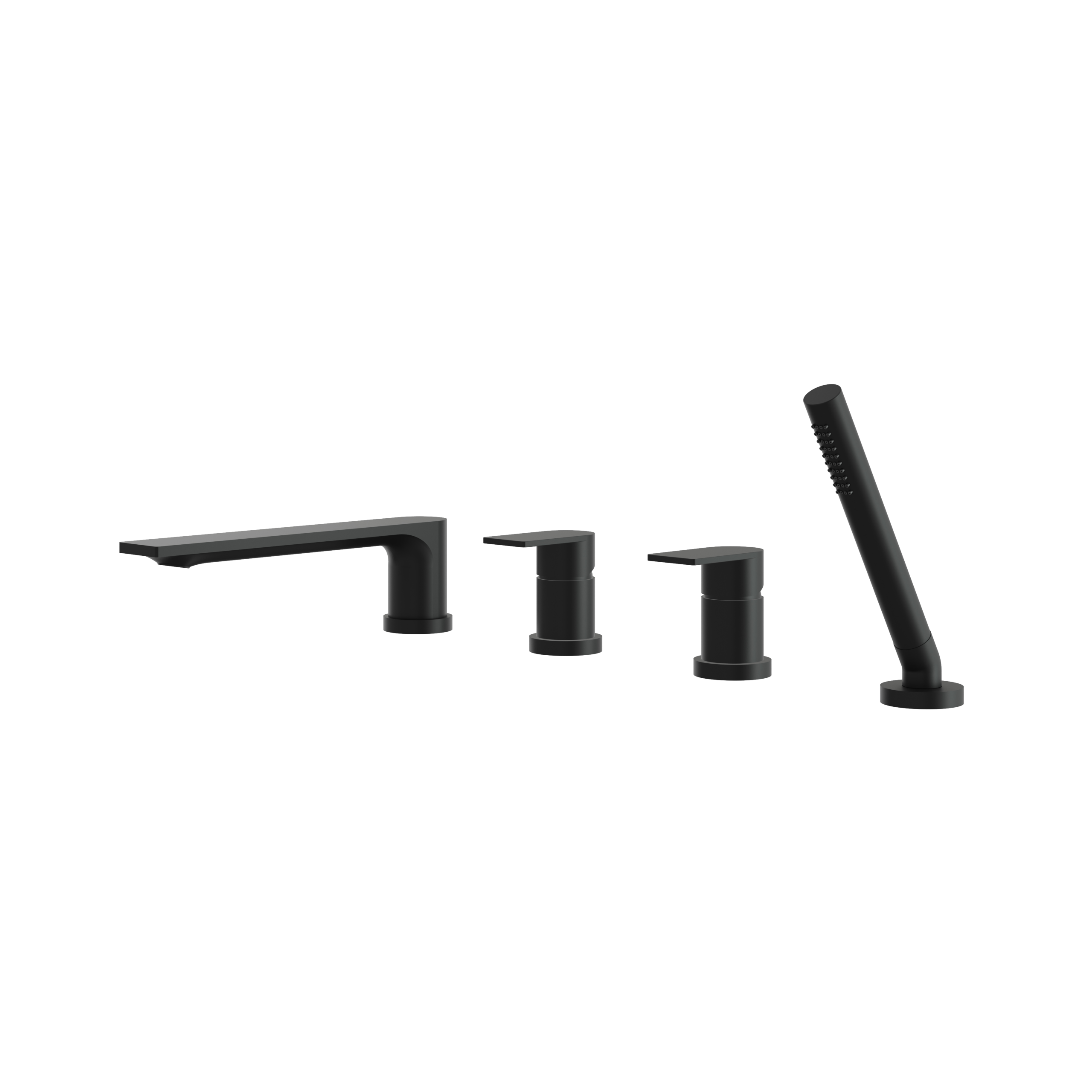 Aquabrass Alpha Deck Tub Filler with Hand Shower and 2 Mixer Valve by Aquabrass