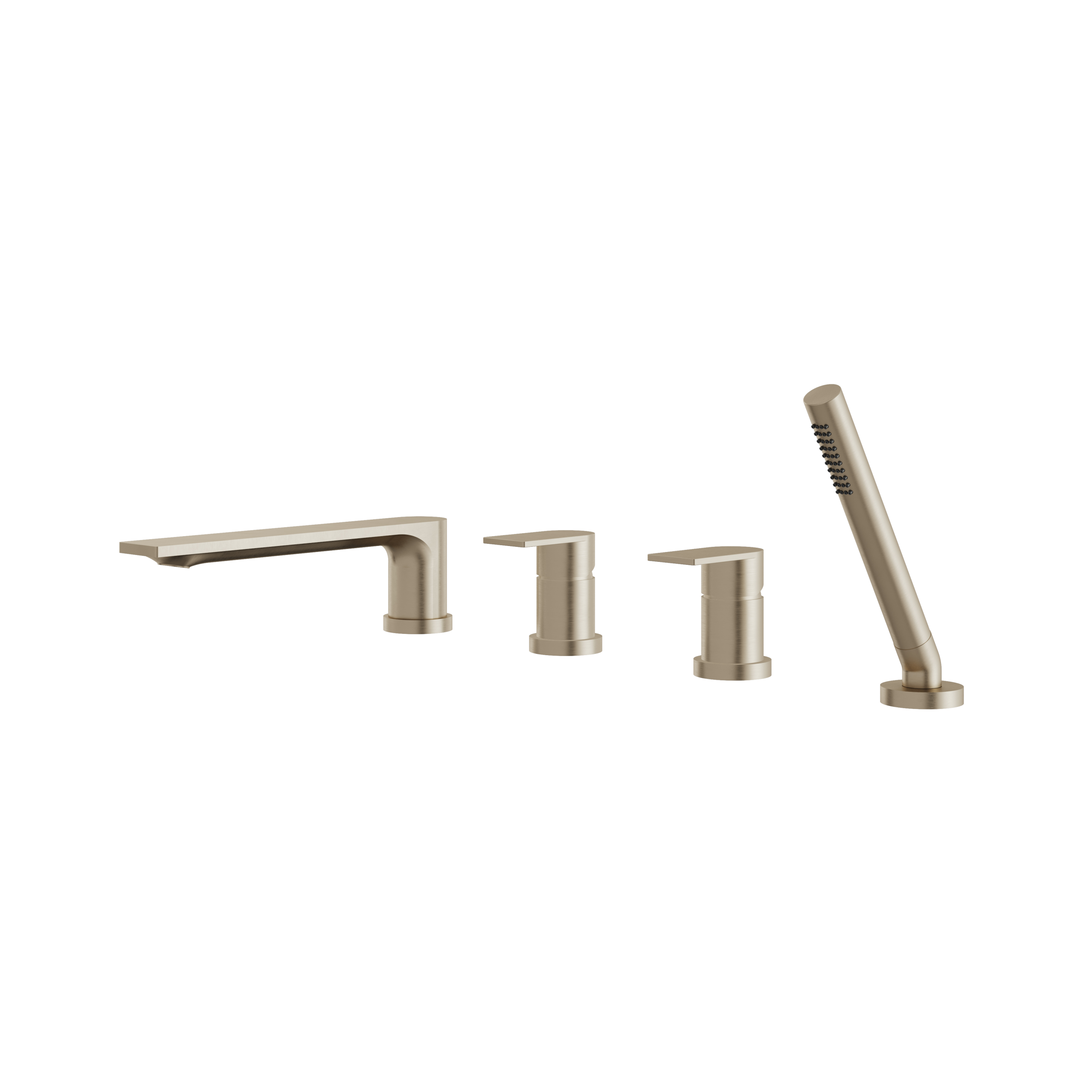 Aquabrass Alpha Deck Tub Filler with Hand Shower and 2 Mixer Valve by Aquabrass