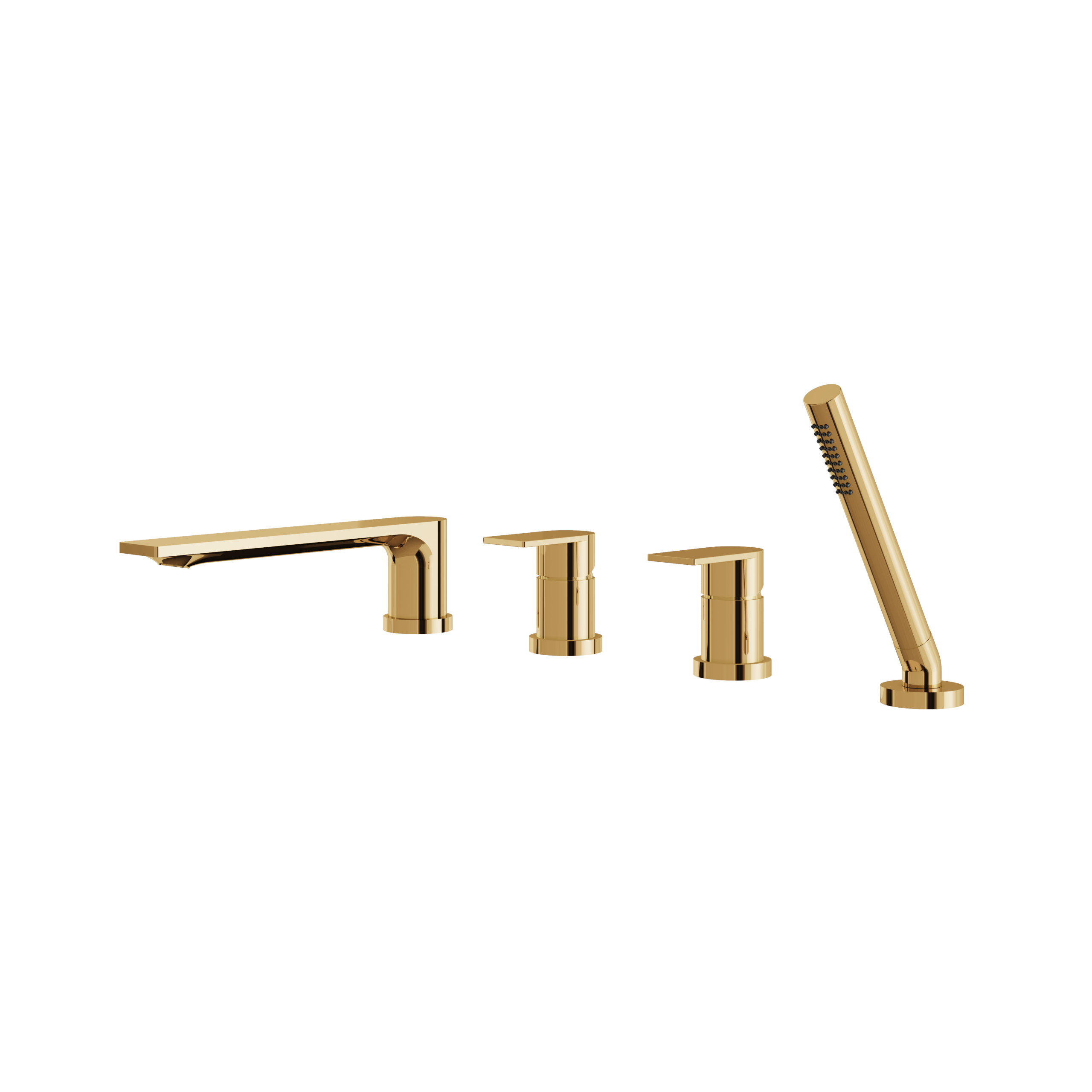 Aquabrass Alpha Deck Tub Filler with Hand Shower and 2 Mixer Valve by Aquabrass