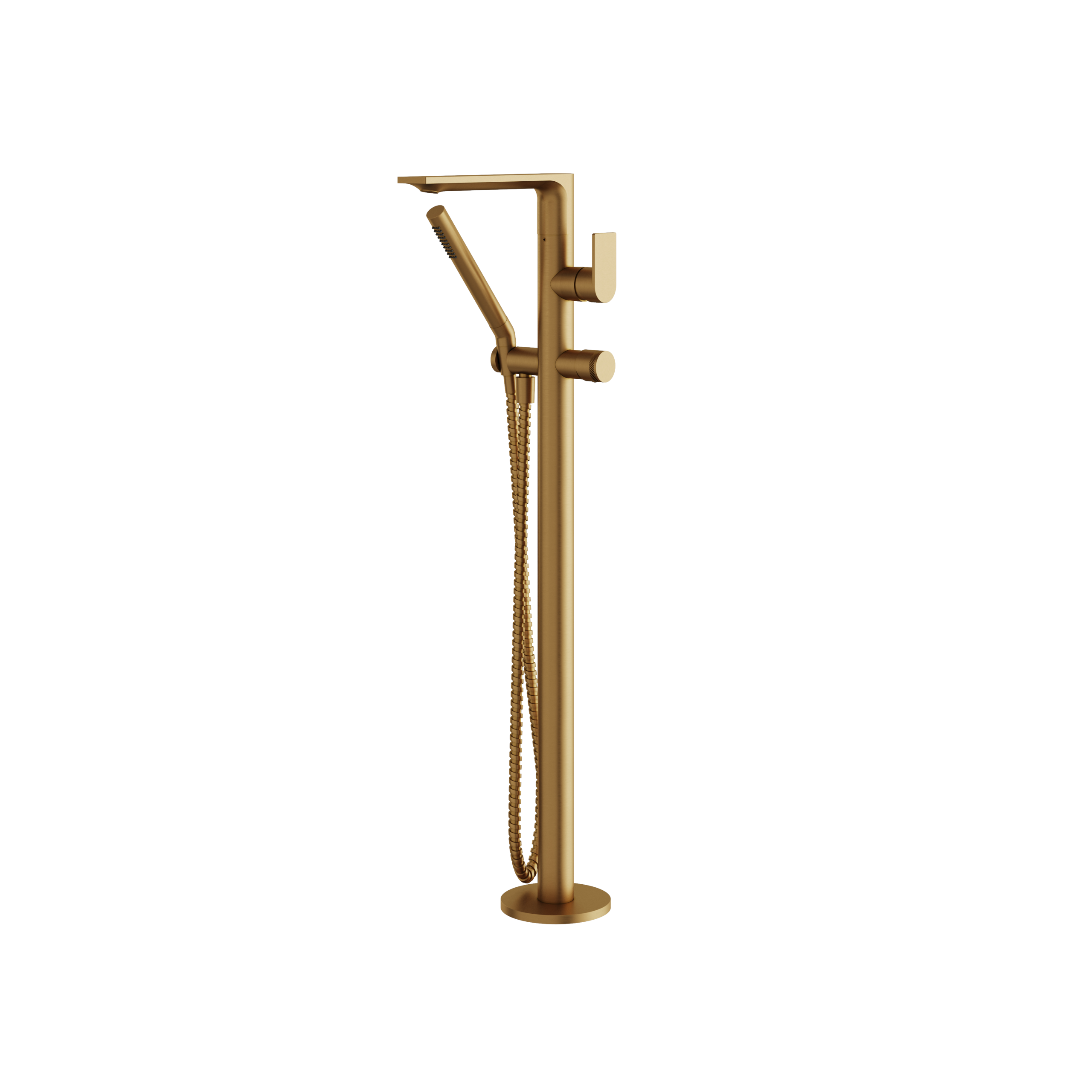 Aquabrass Alpha Floormount Tub Filler with Hand Shower