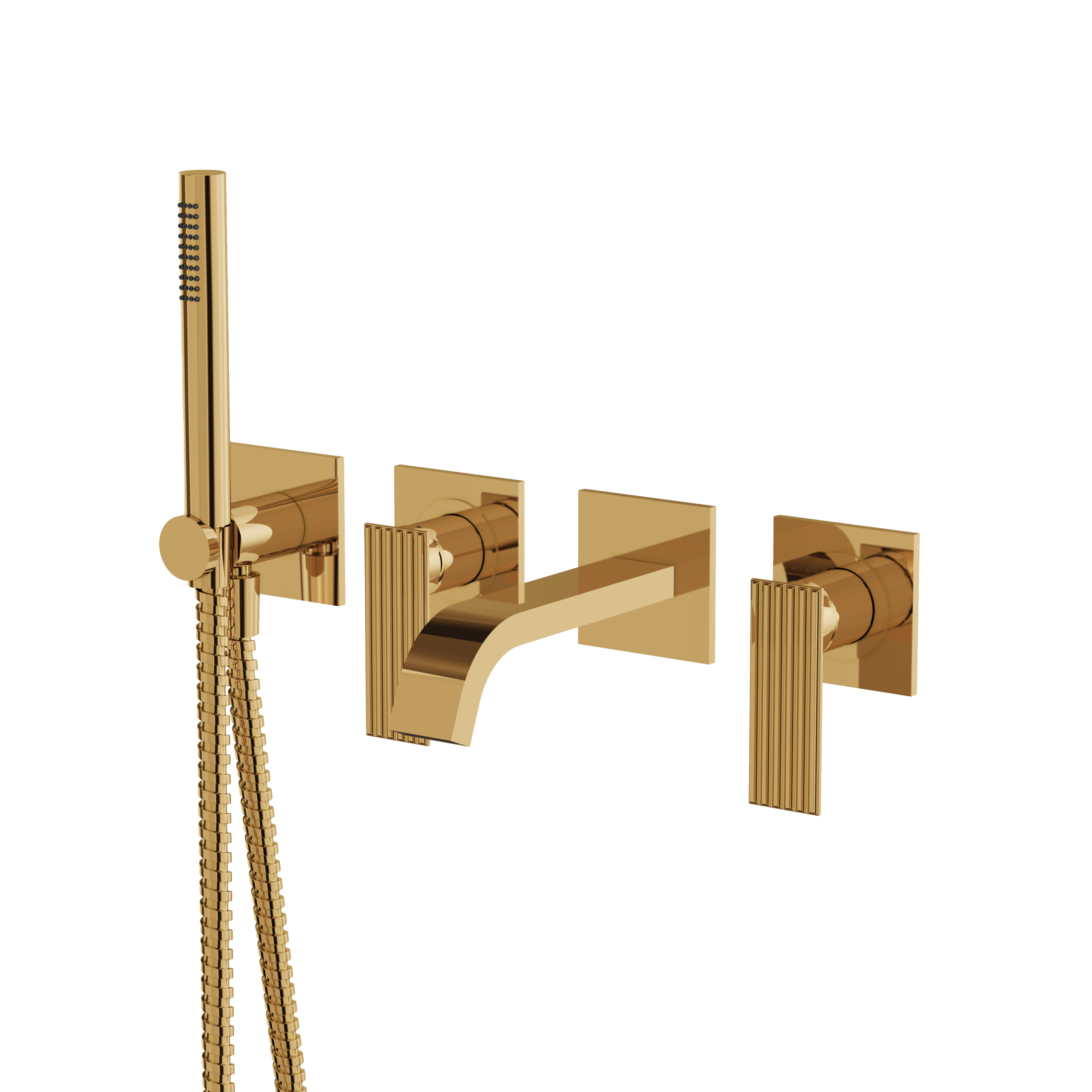 Aquabrass Tosca Wall Tub Filler with Hand Shower Trim