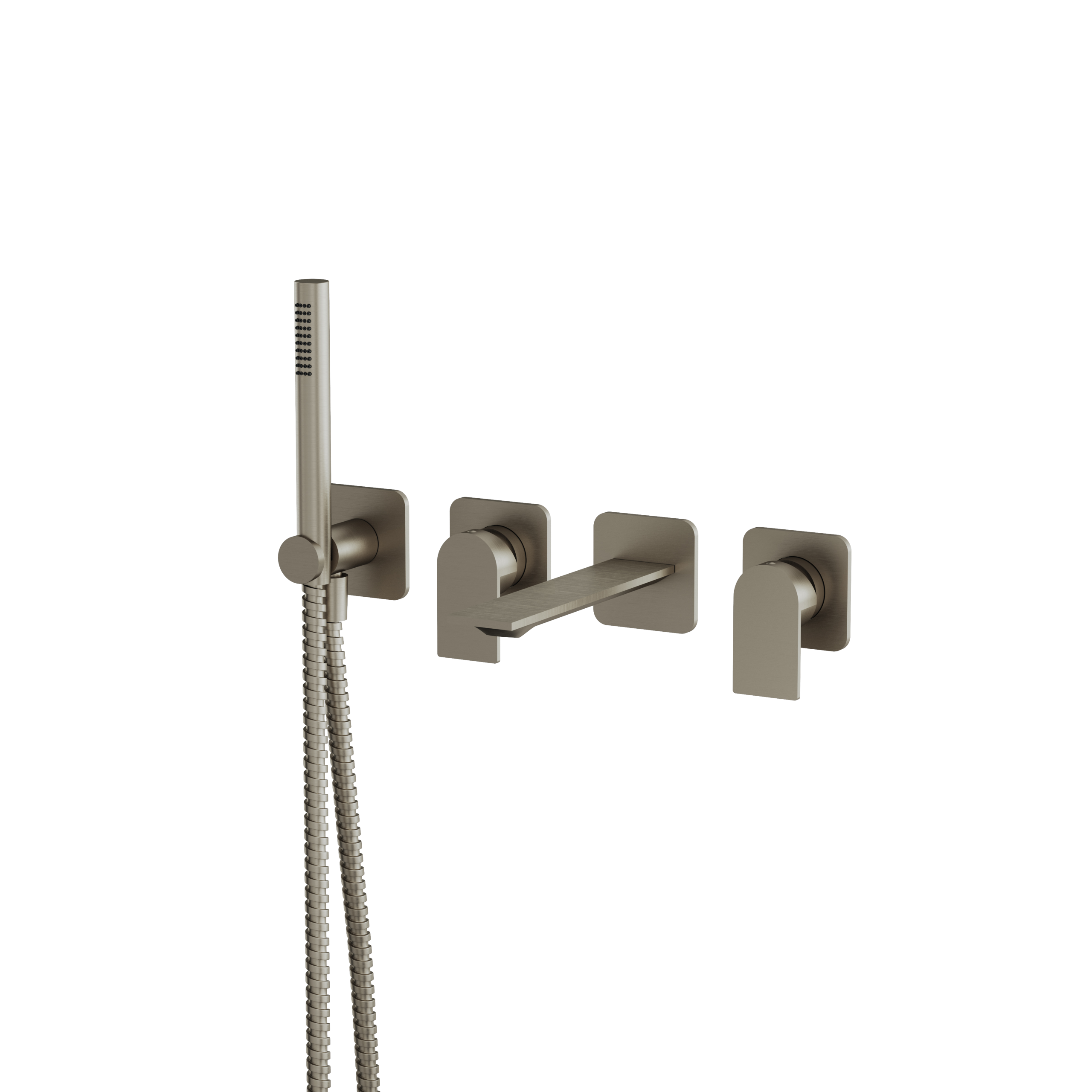 Aquabrass Alpha Wall Tub Filler with Handshower and Trim