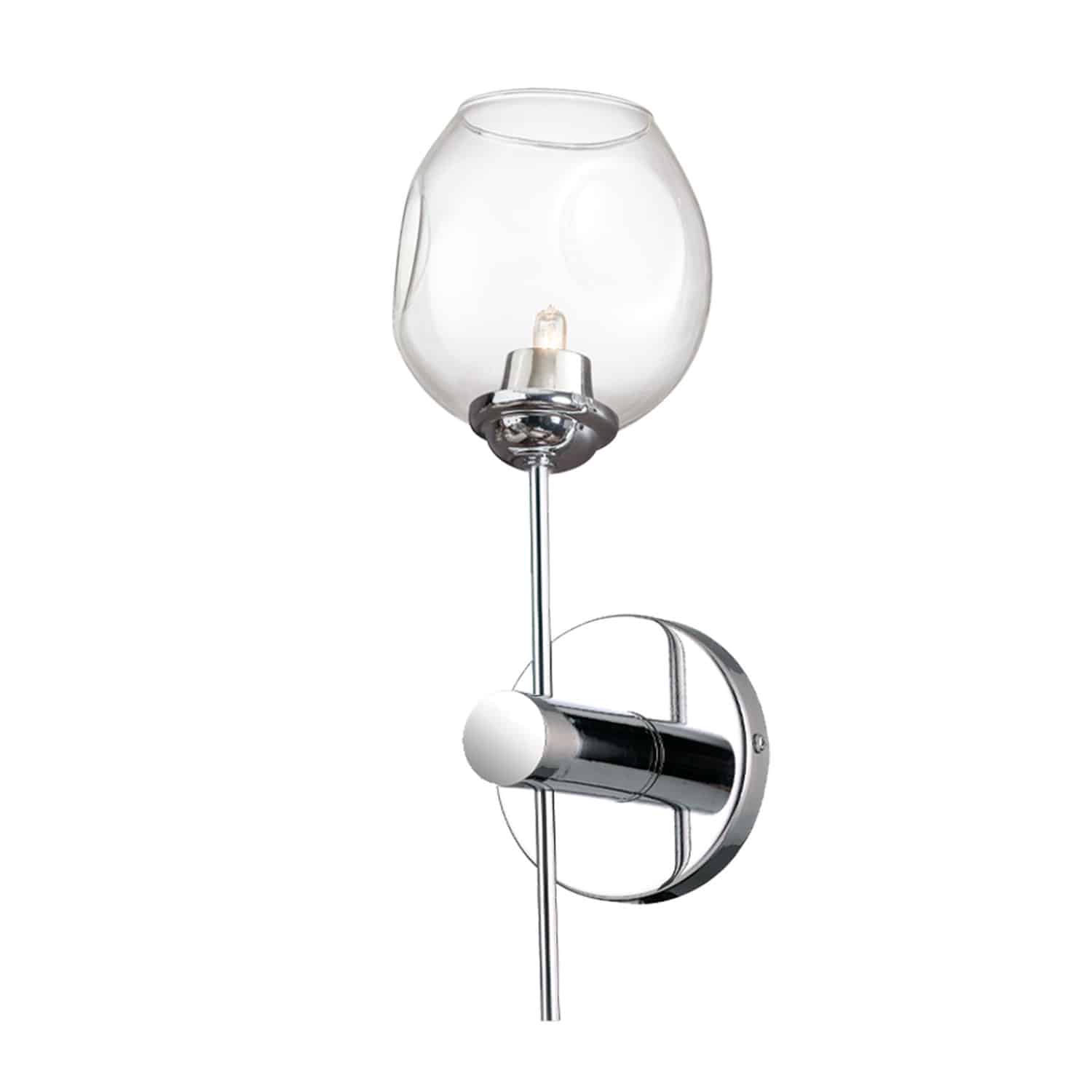 polished chrome with clear glass wall sconce