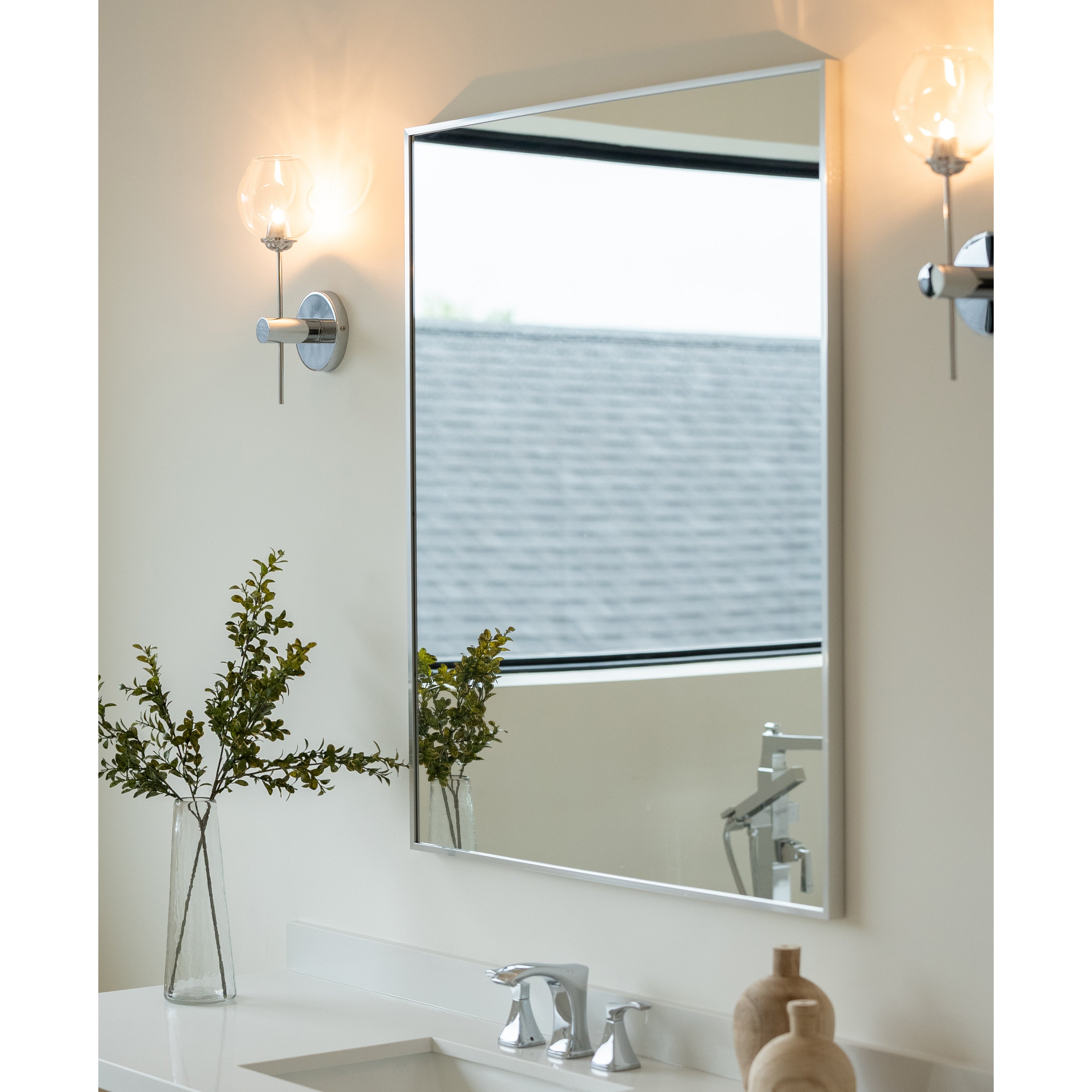 polished chrome with clear glass wall sconce