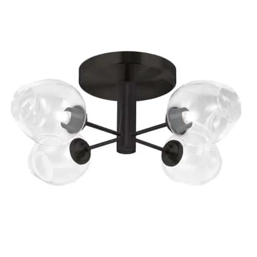 matte black with clear glass flush mount