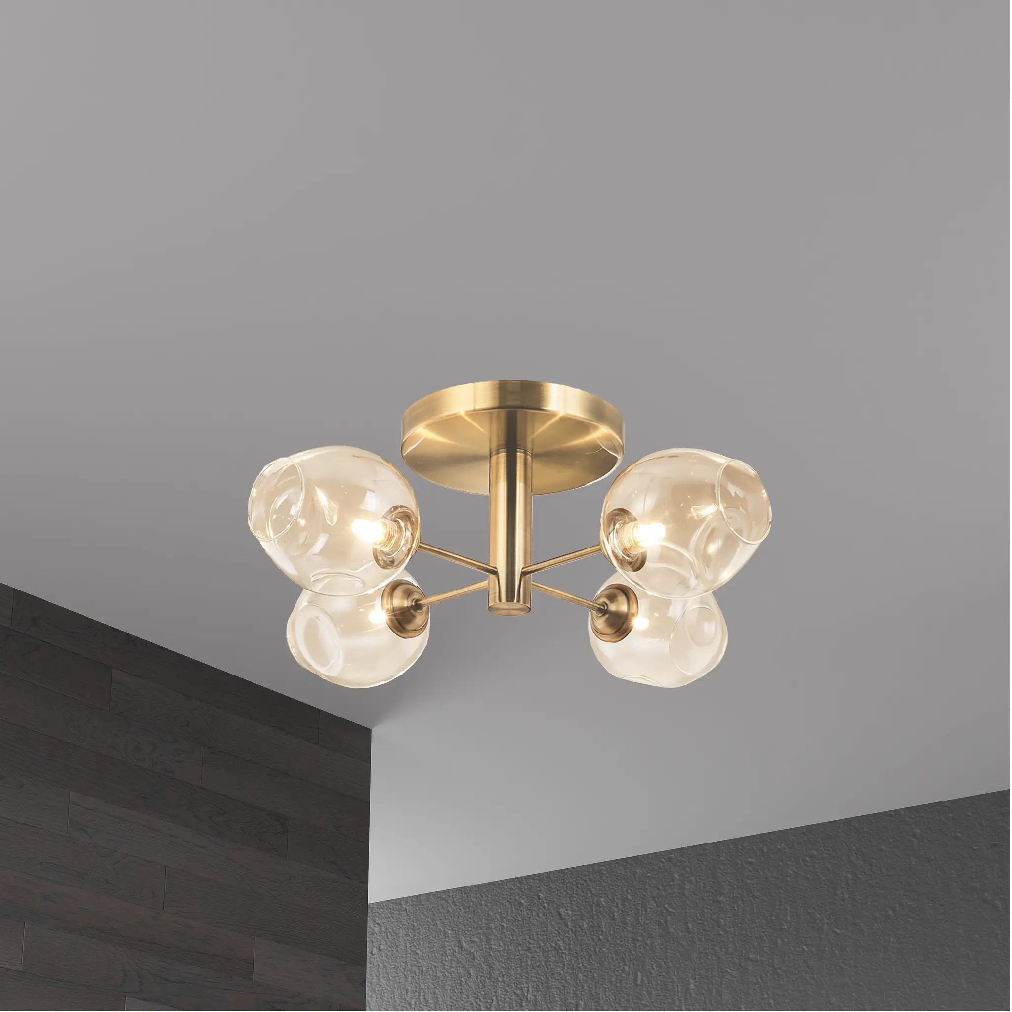 vintage bronze with champagne glass flush mount