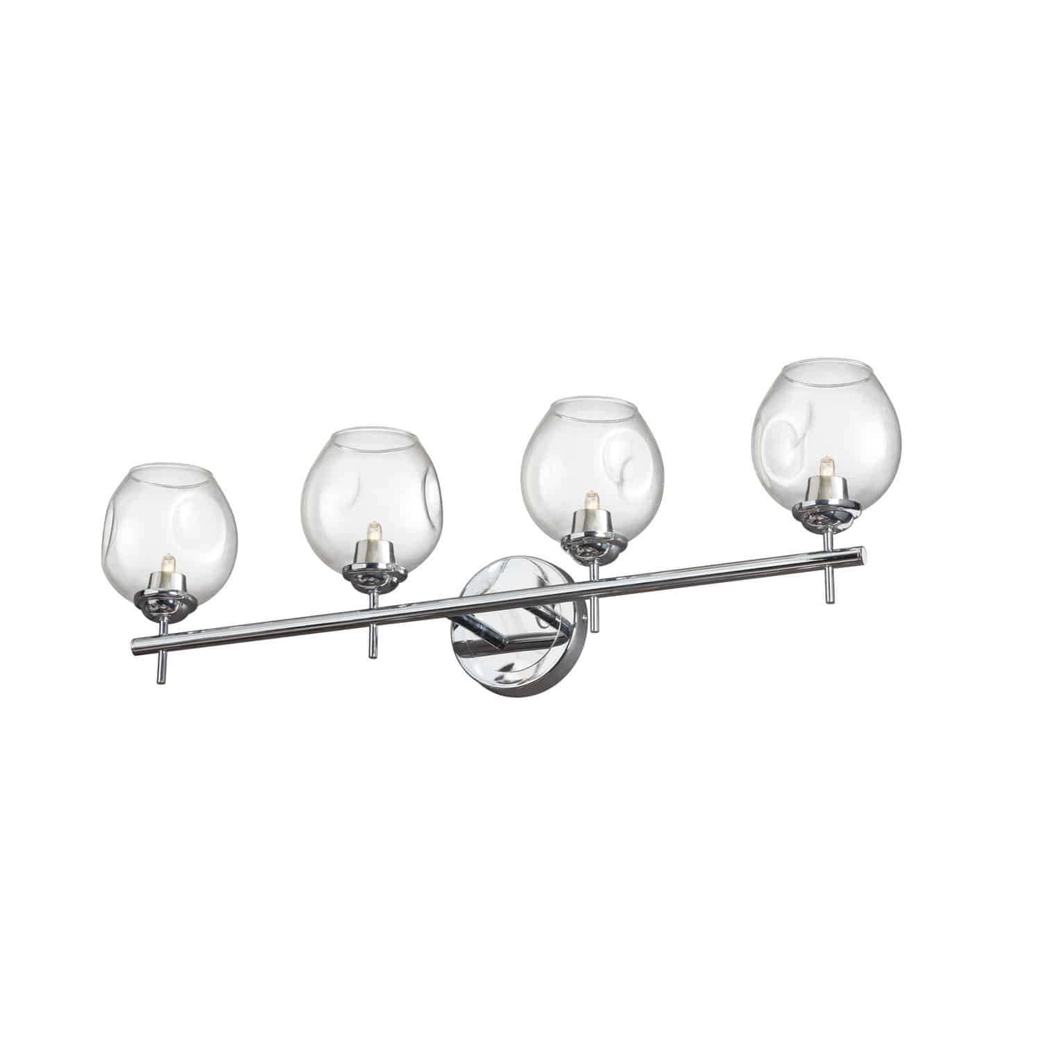 polished chrome with clear glass wall sconce
