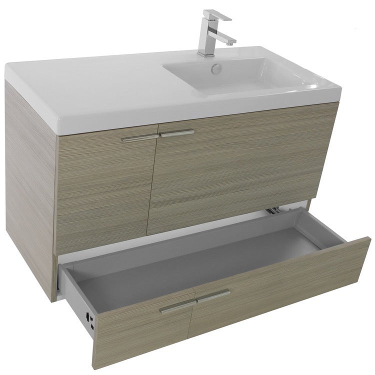 Nameeks ACF 39-1/5" Floor Standing Vanity Set with Wood Cabinet, Ceramic Top with 1 Sink - less Mirror