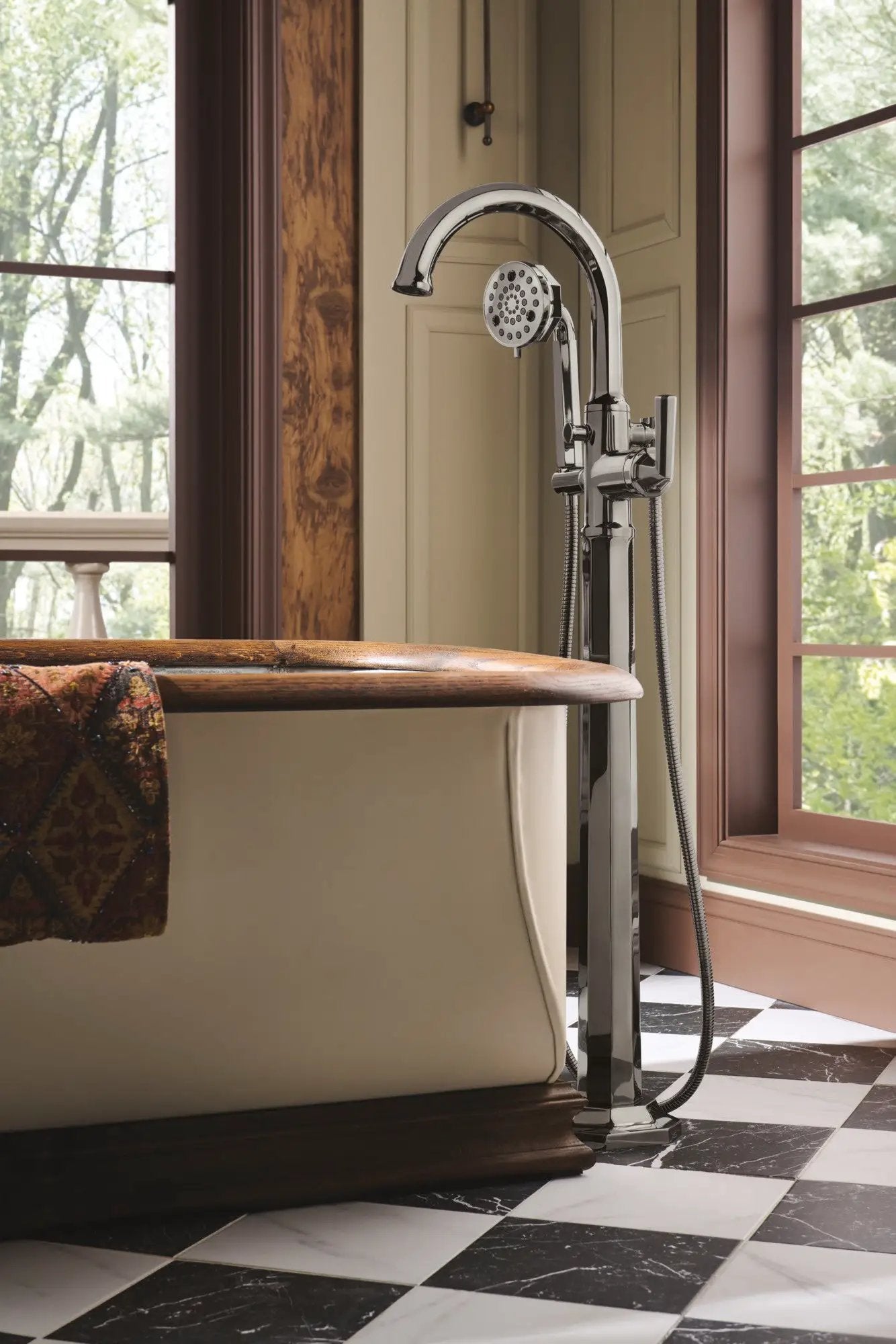 polished nickel tub filler