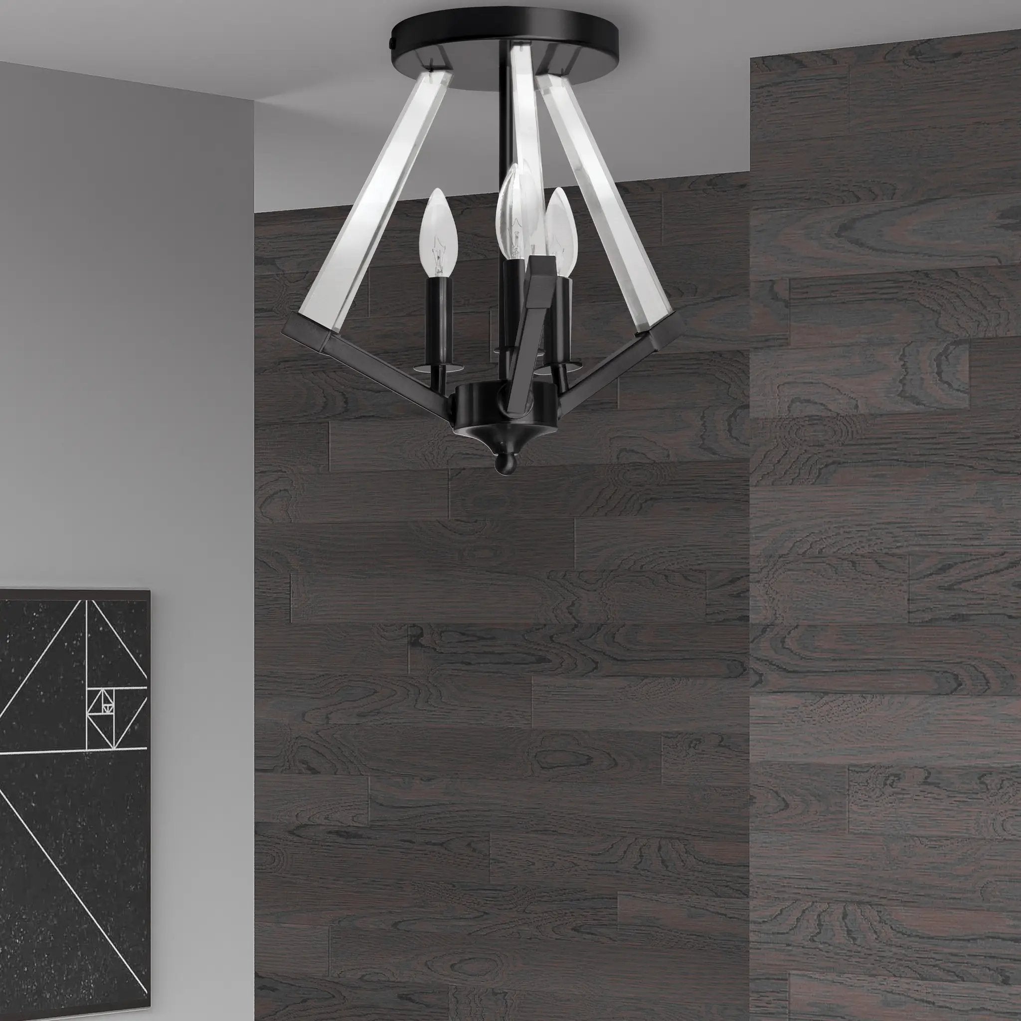matte black with clear acrylic flush mount