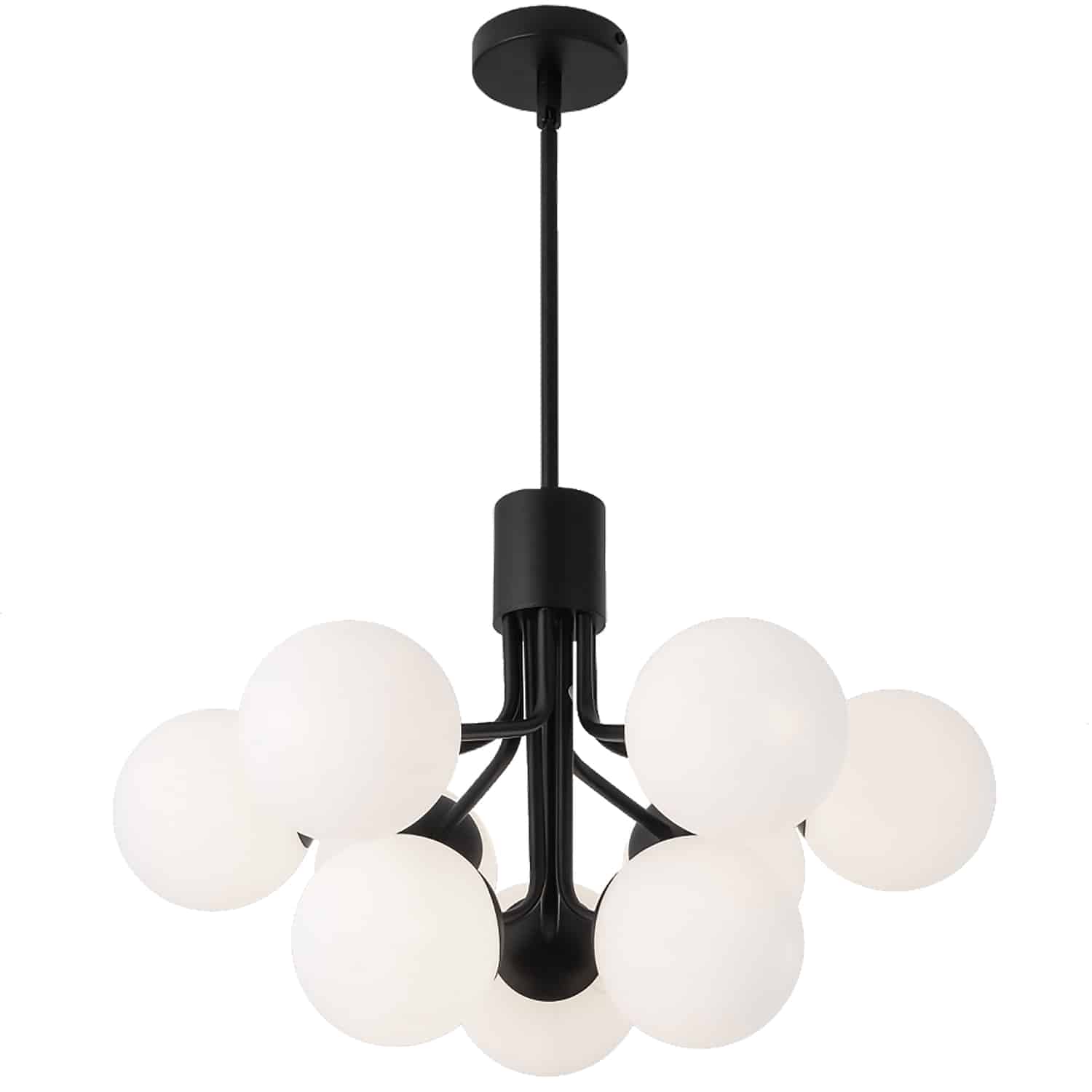 Dainolite 9 Light Halogen Chandelier with Opal Glass