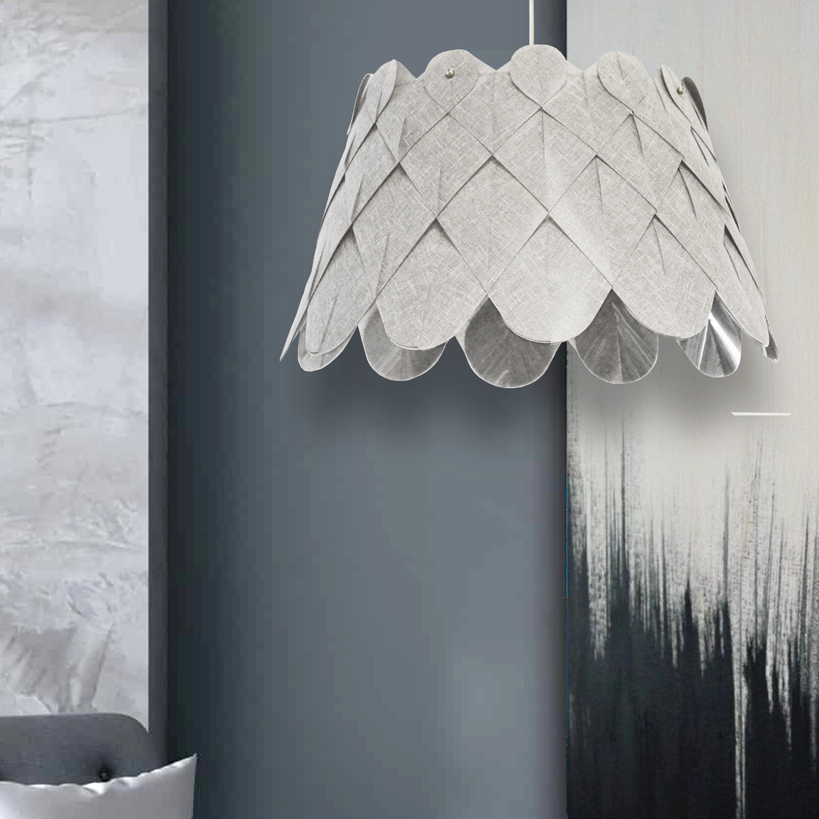 camelot grey and polished chrome pendants