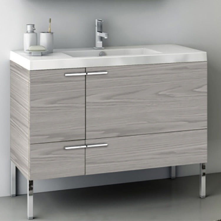Nameeks New Space 40" Free Standing Single Basin Vanity Set with Engineered Wood Cabinet and Ceramic Vanity Top