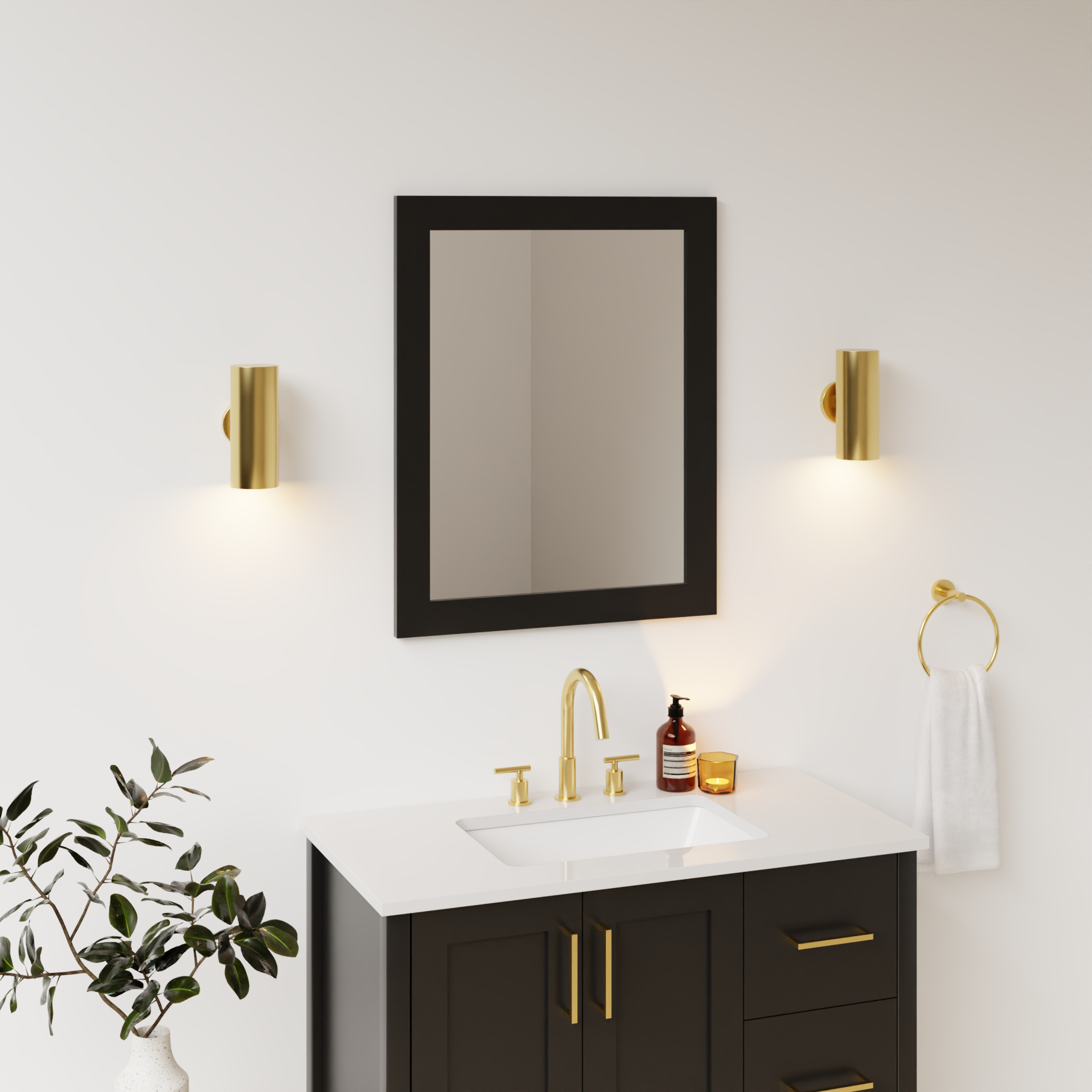 black satin paint mirror