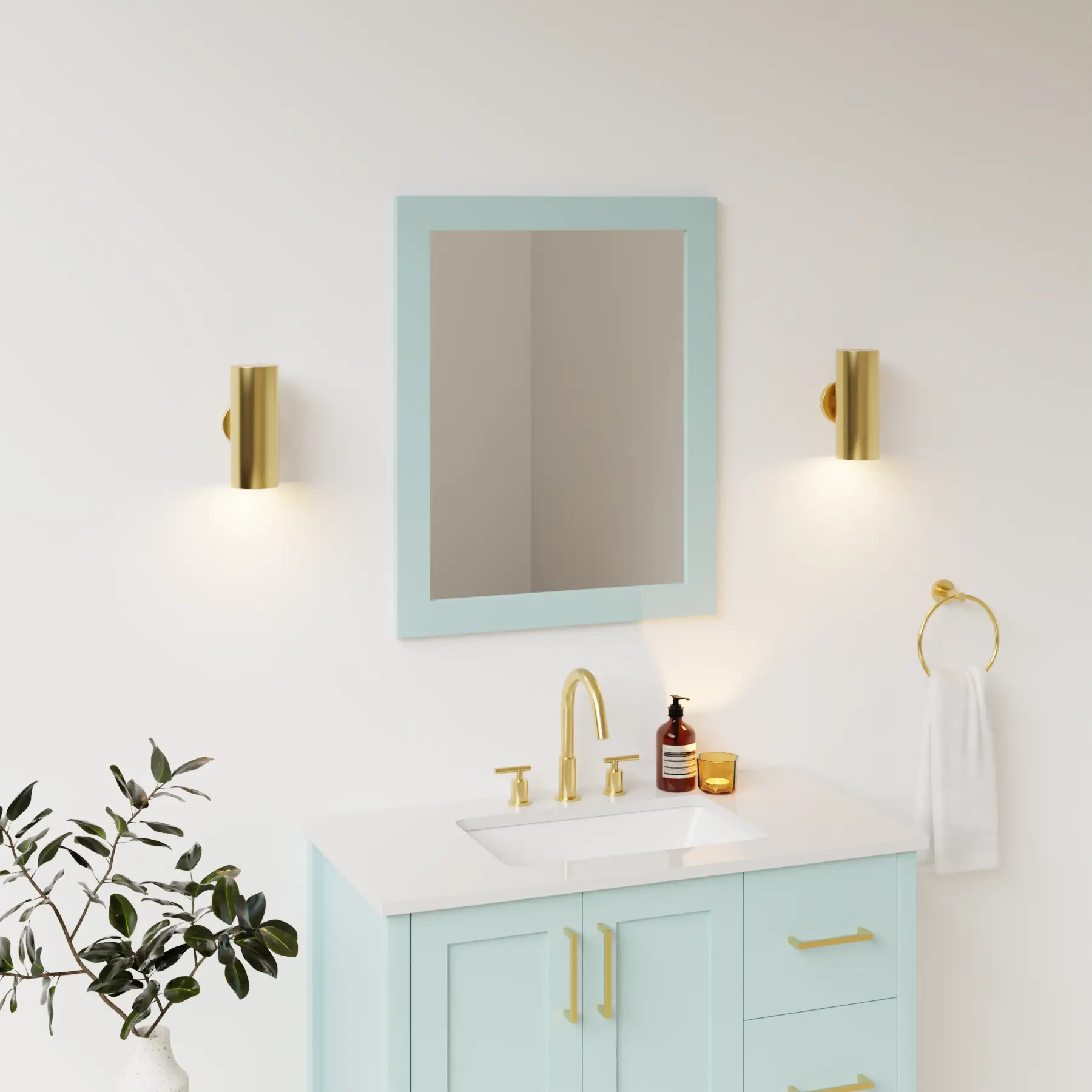 duck egg blue satin paint mirror