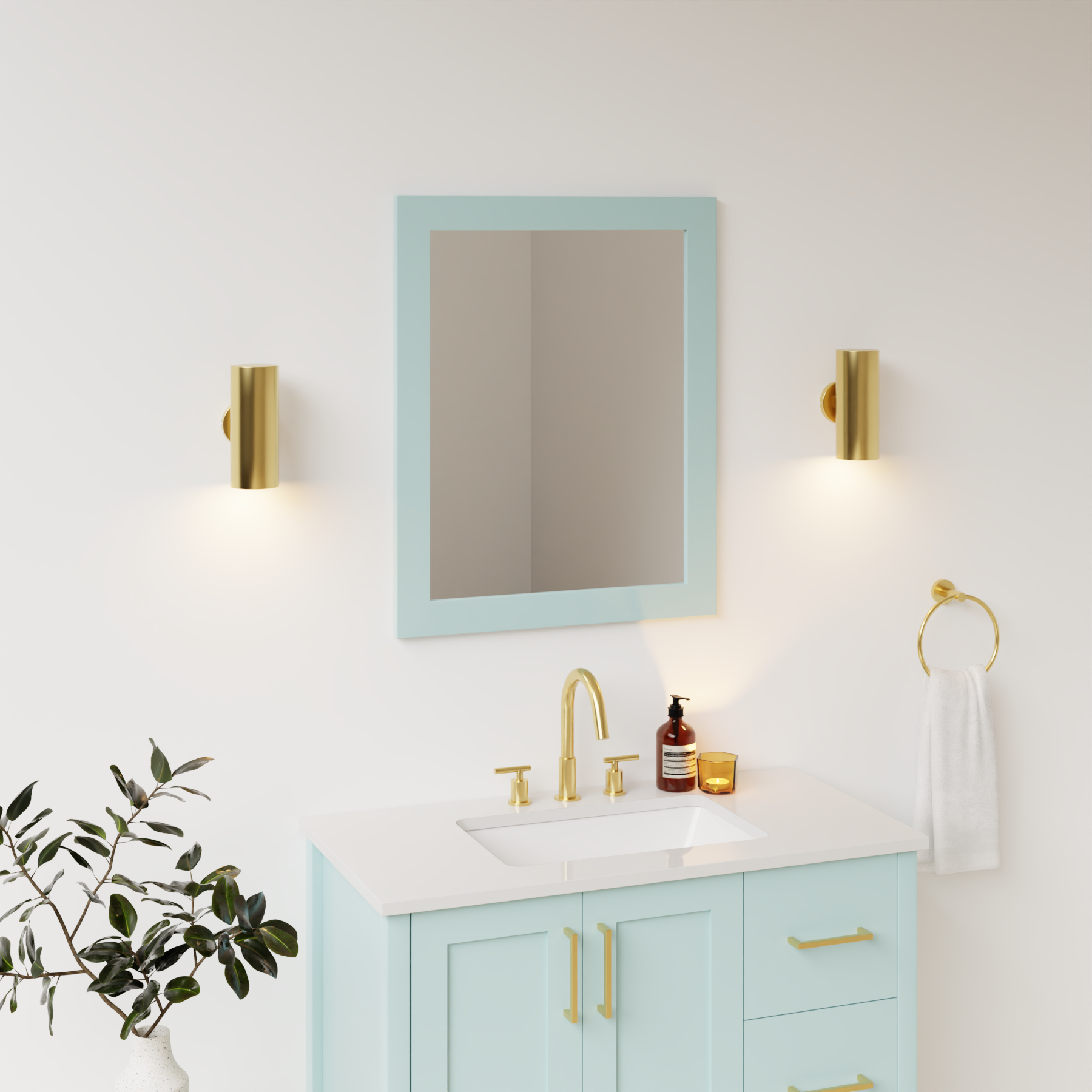 duck egg blue satin paint mirror