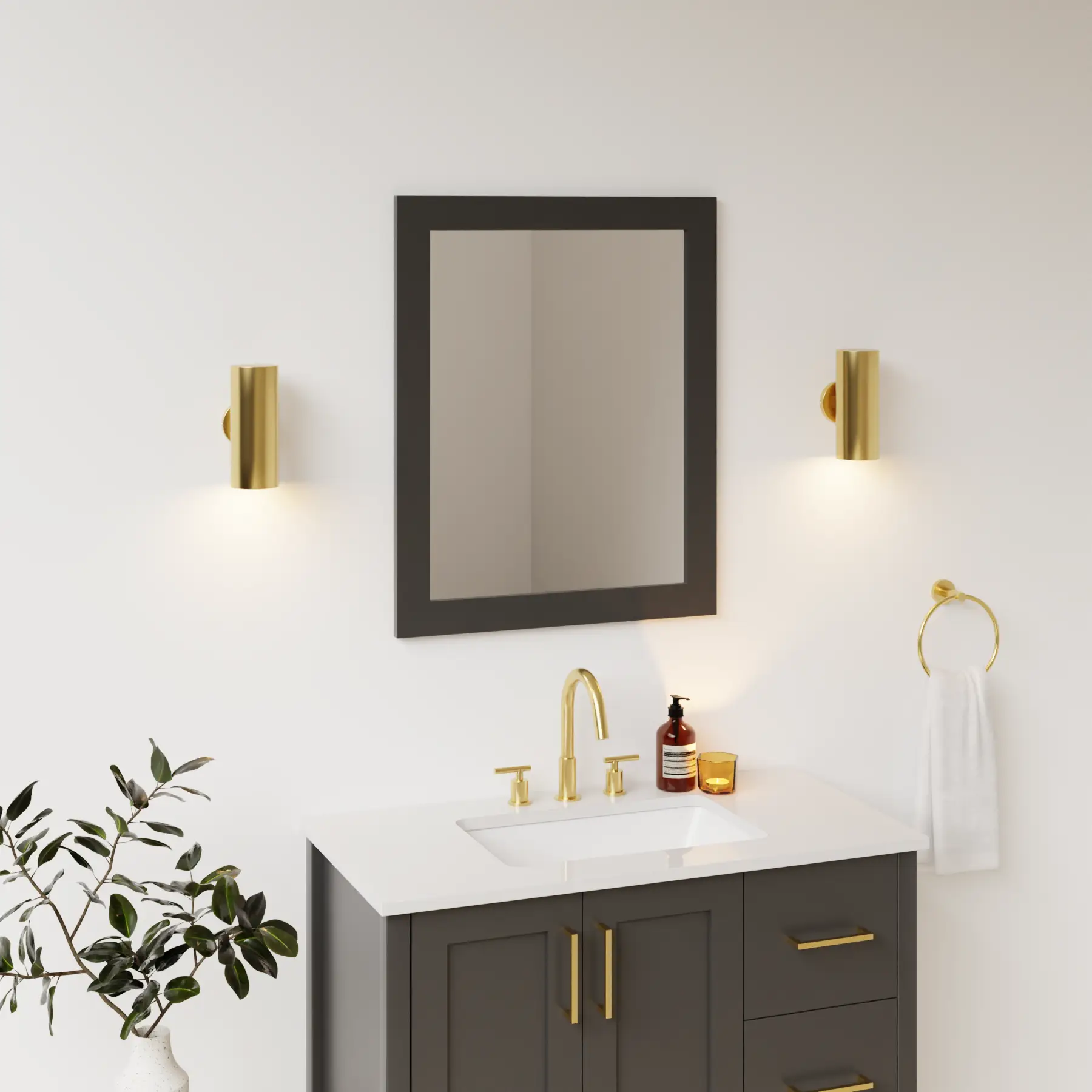 dark grey satin paint mirror