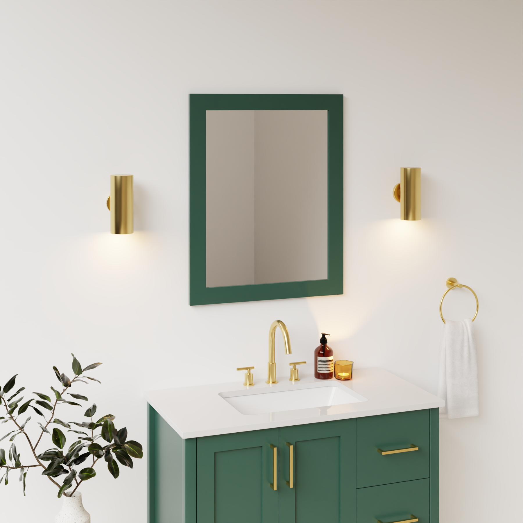 emerald green satin paint mirror