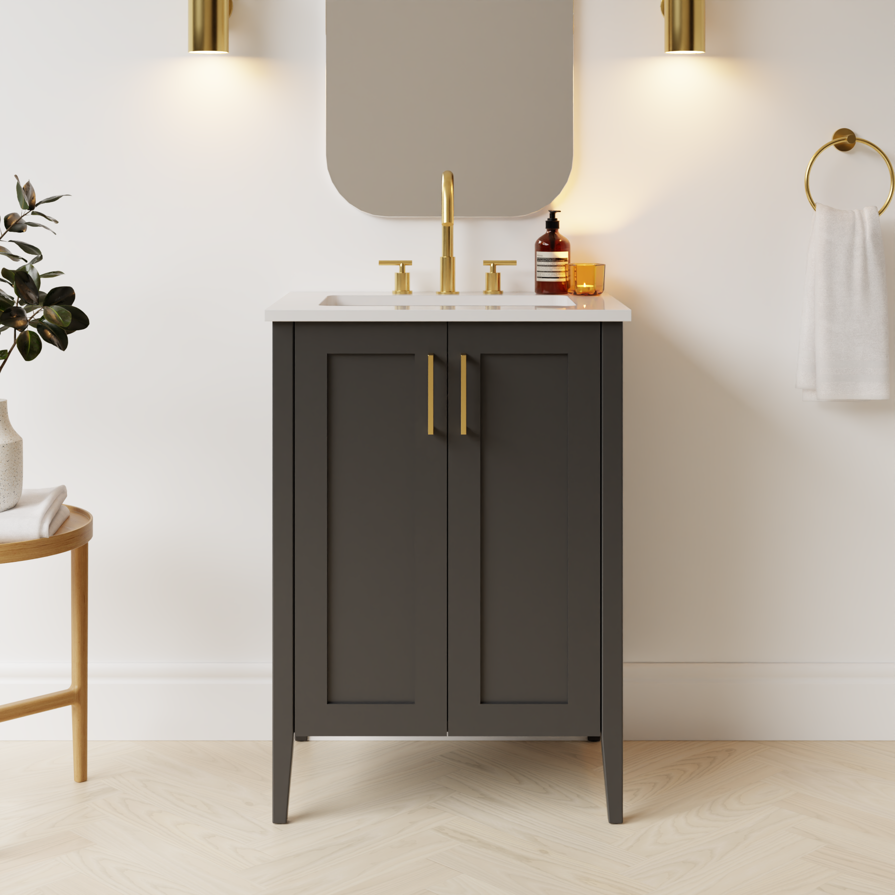 dark grey satin paint vanity