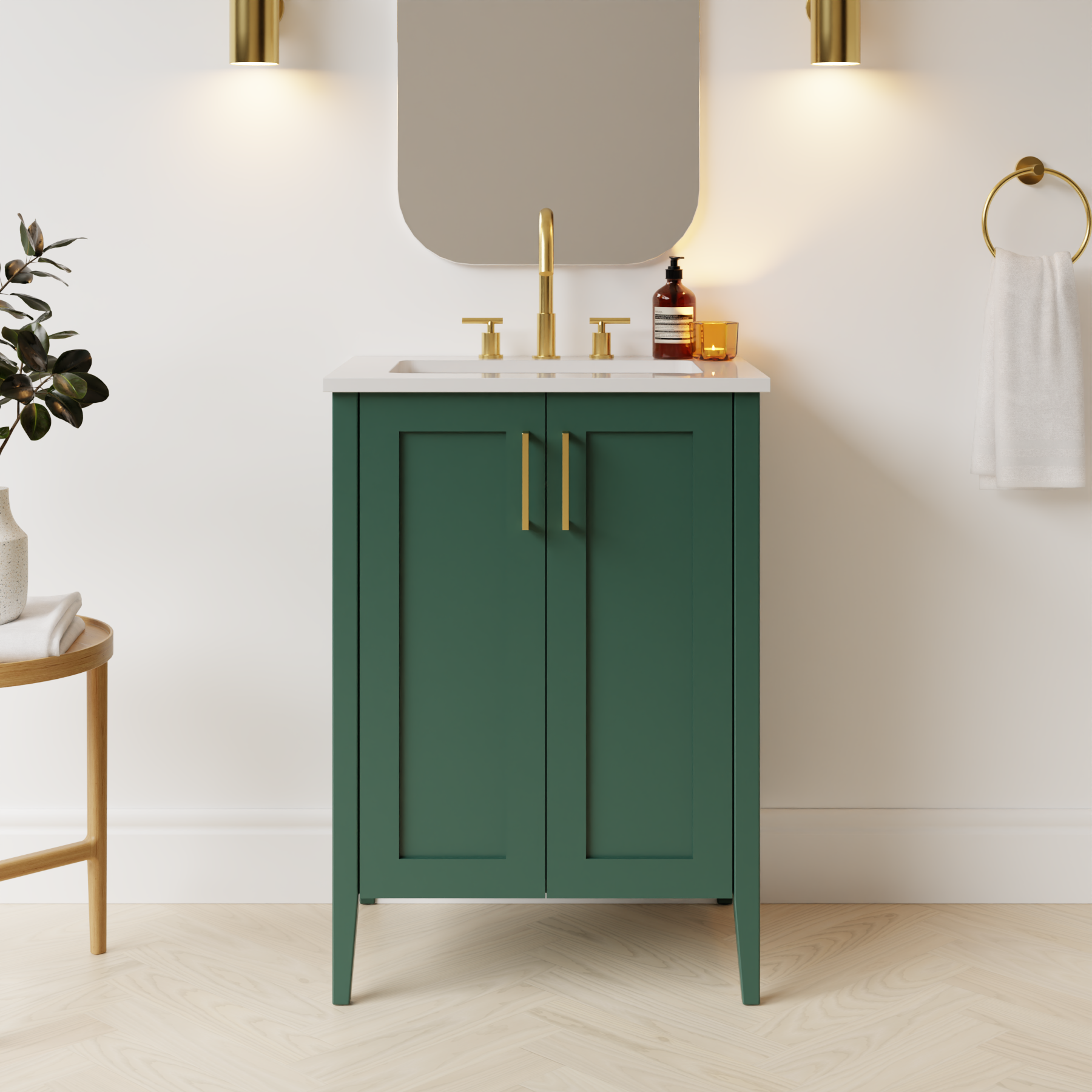 emerald green satin paint vanity