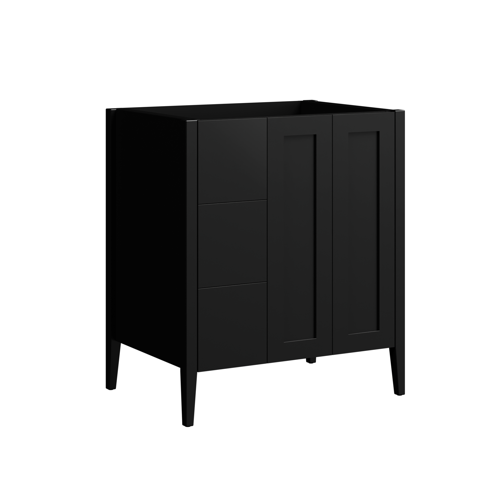 black satin paint vanity