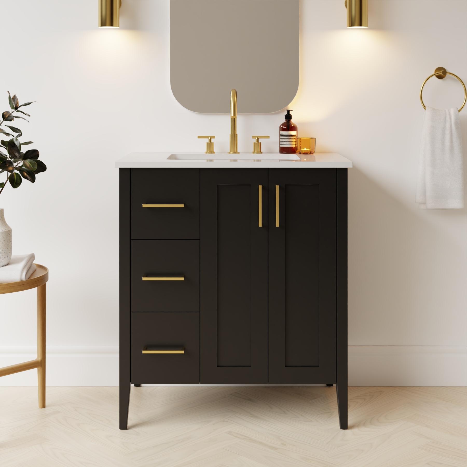 black satin paint vanity