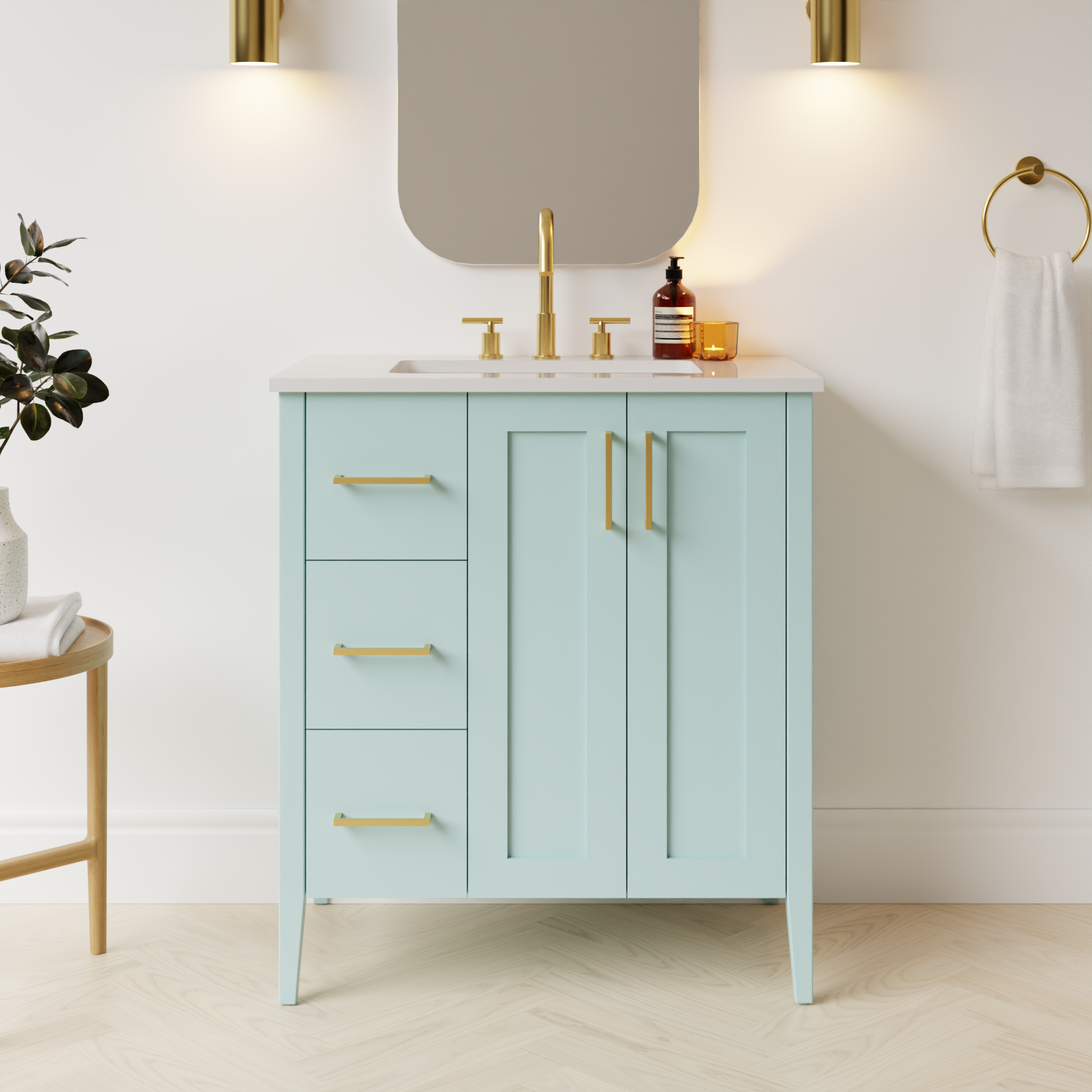 duck egg blue satin paint vanity