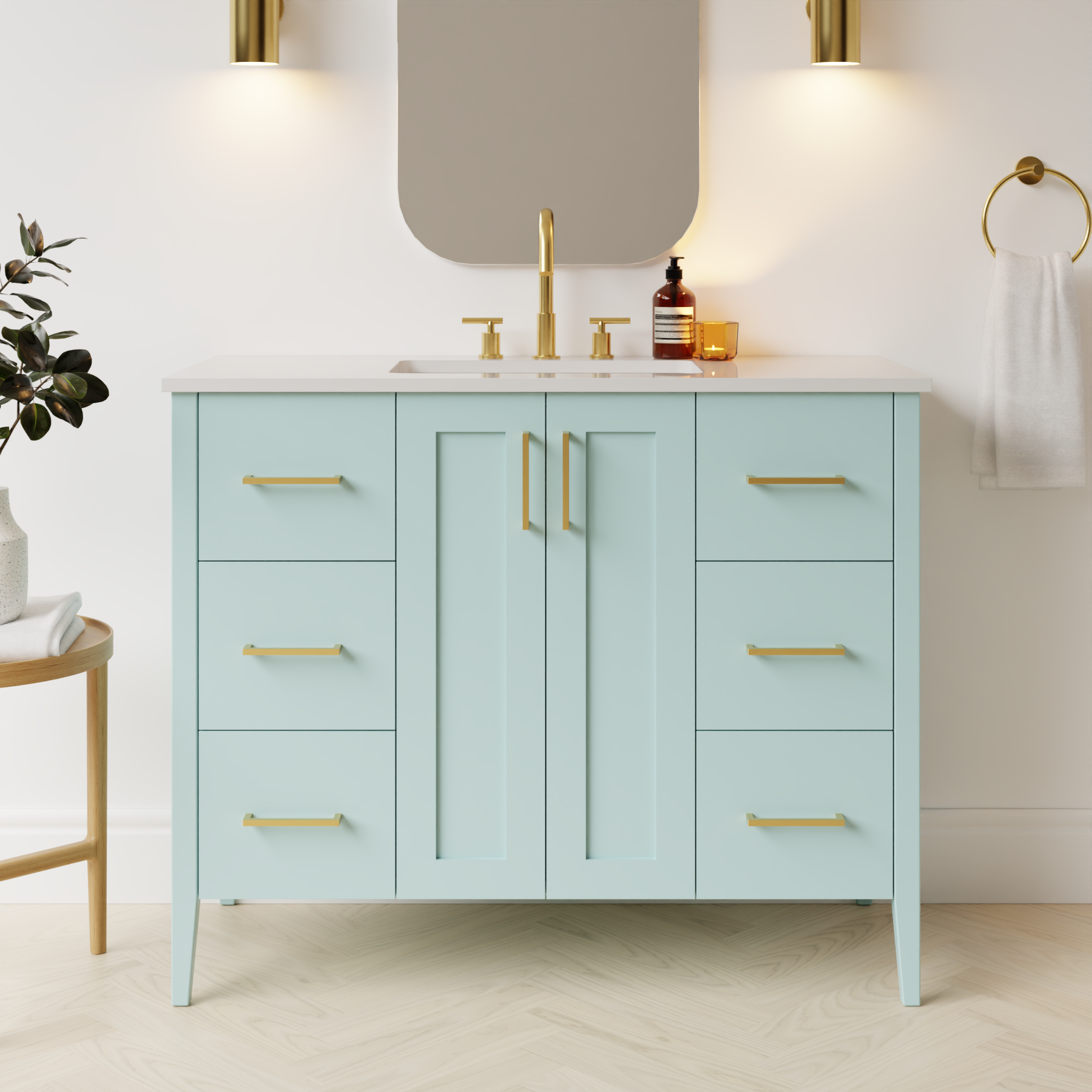 duck egg blue satin paint vanity