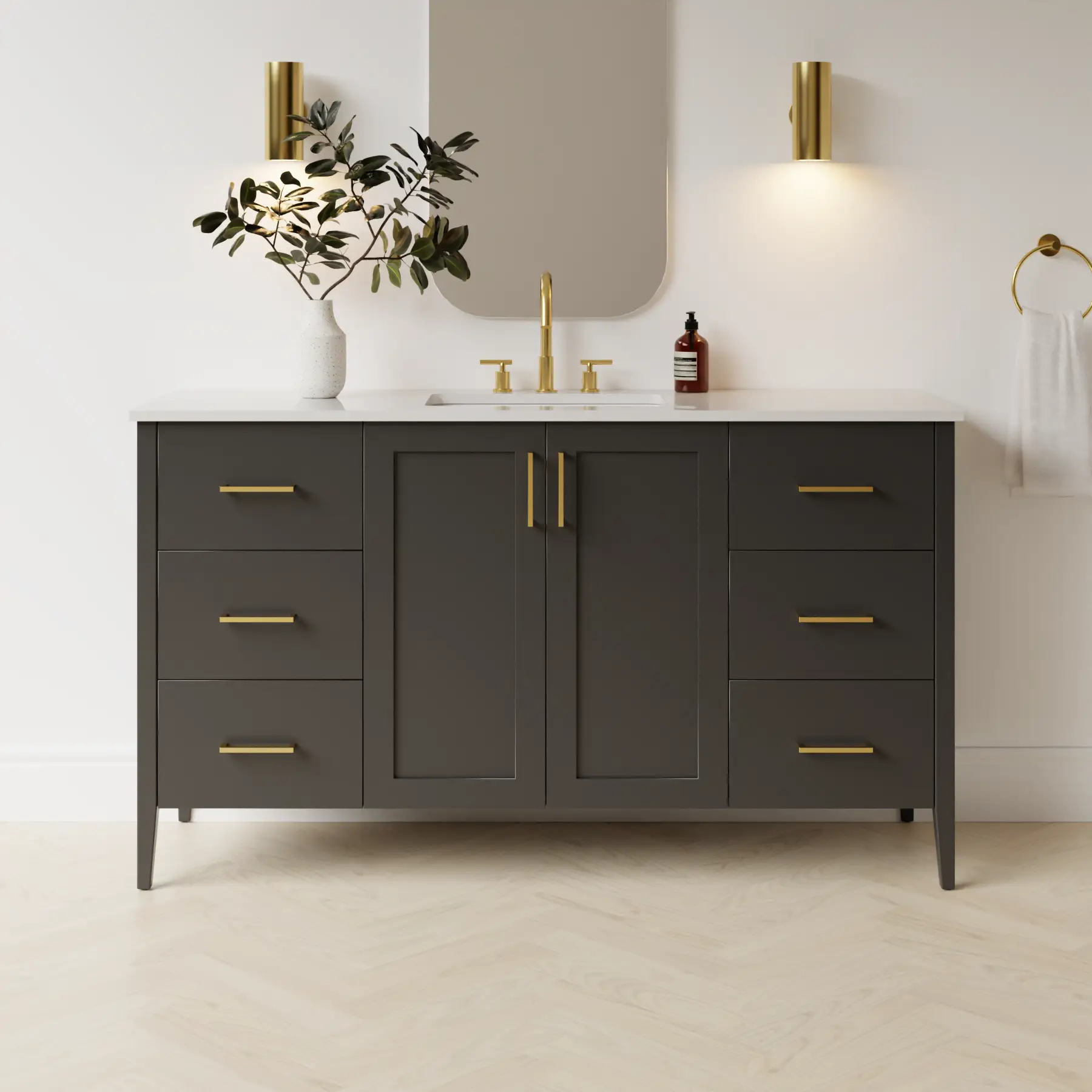 dark grey satin paint vanity