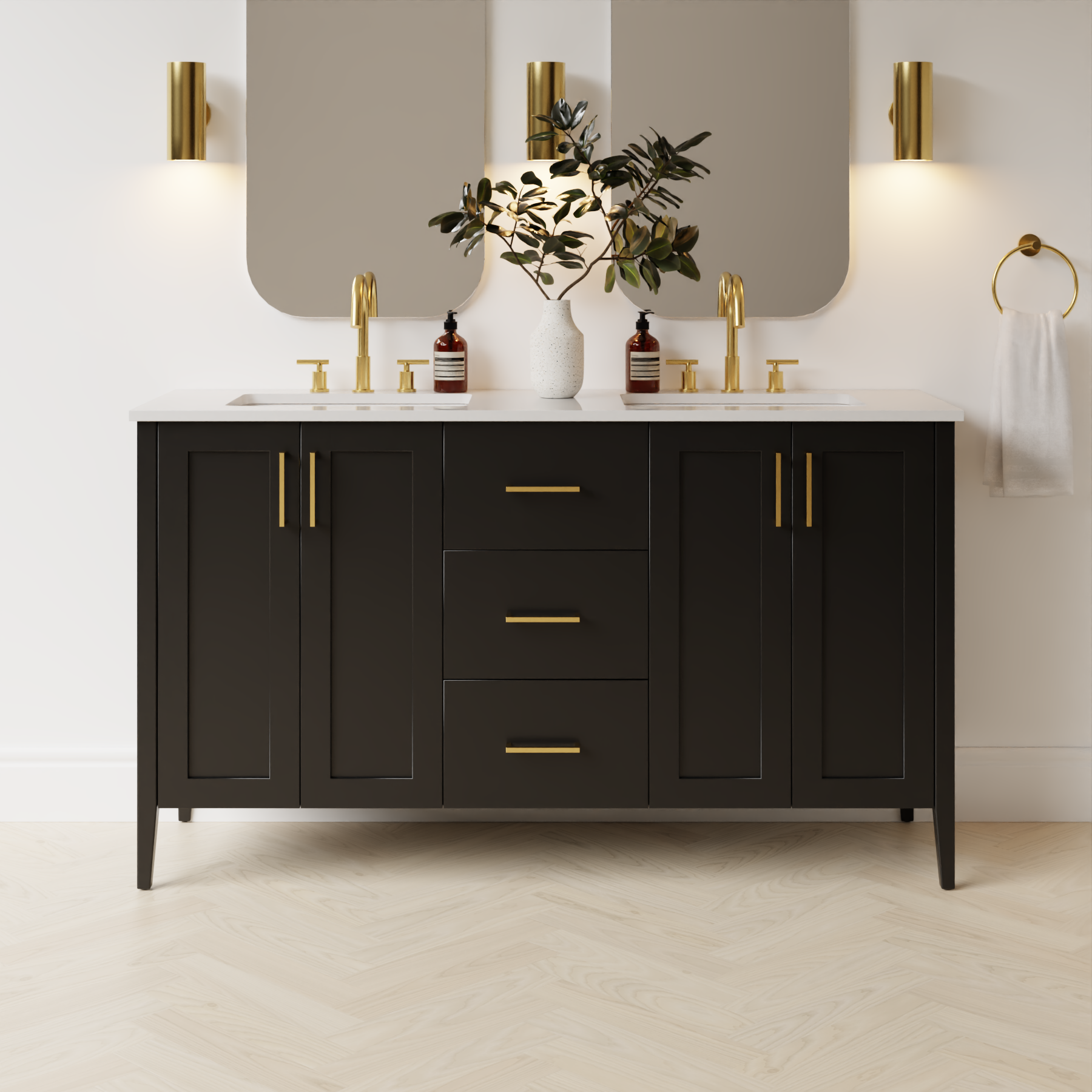black satin paint vanity