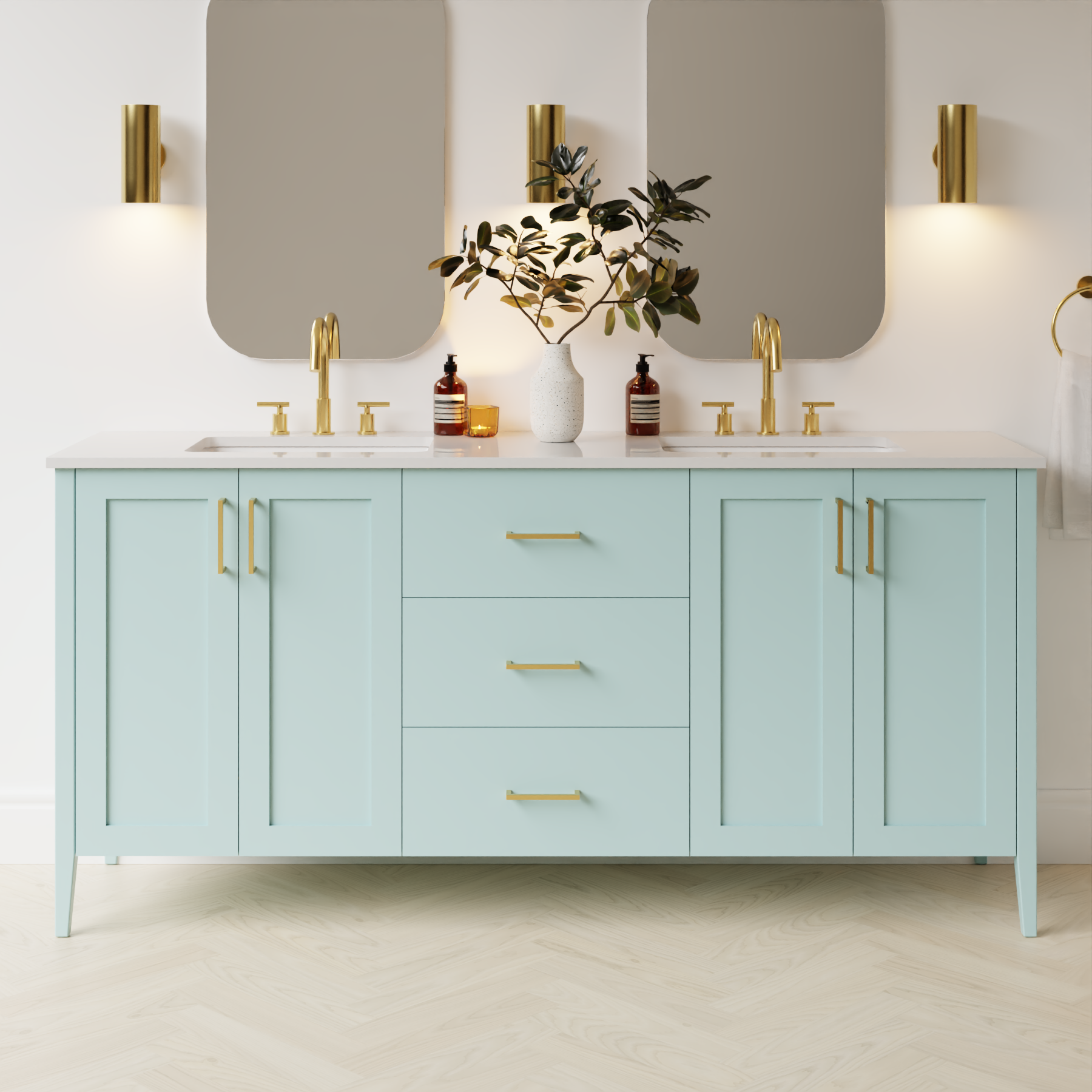duck egg blue satin paint vanity
