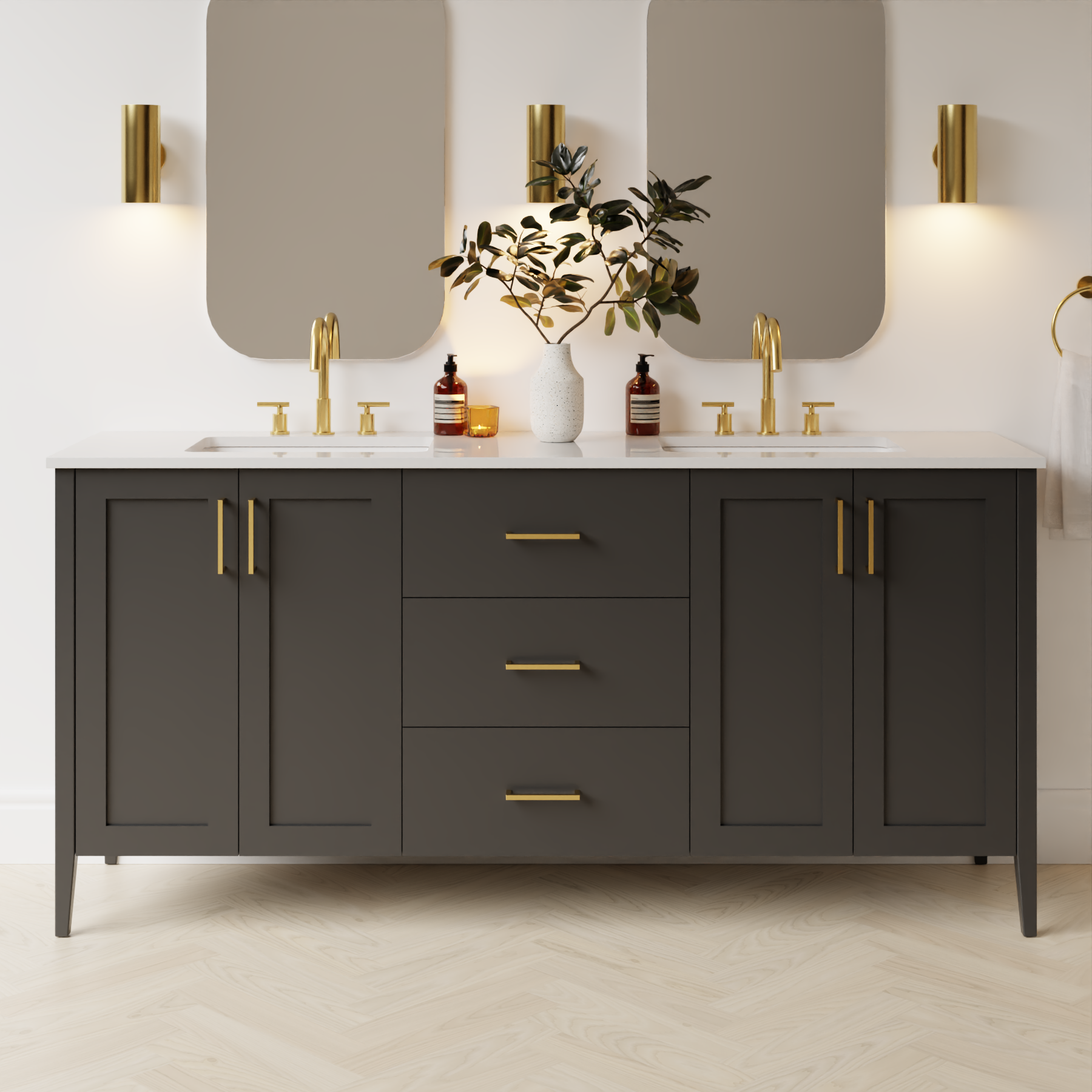 dark grey satin paint vanity
