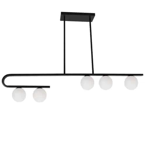 matte black with white glass pendants