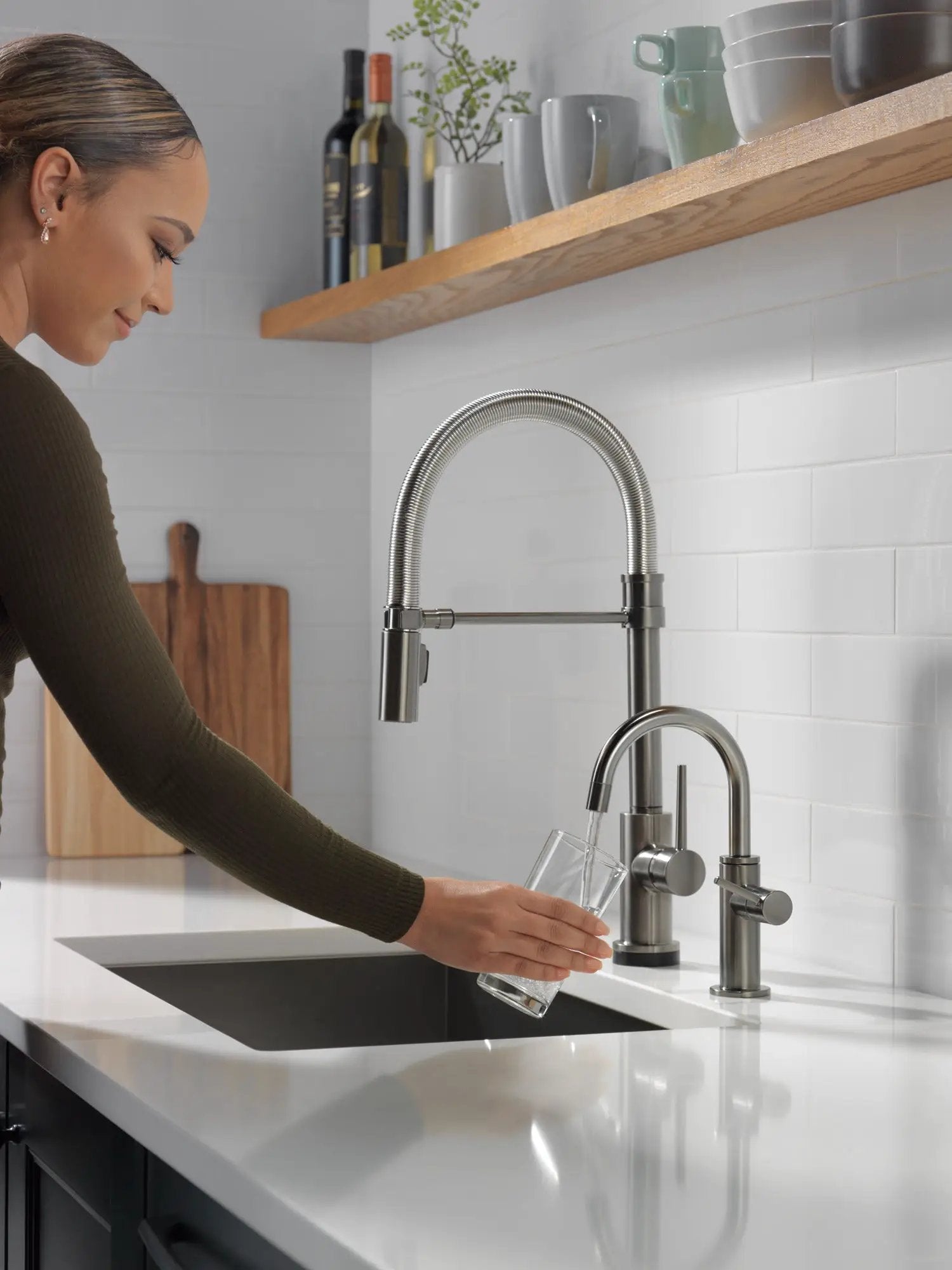 black stainless kitchen faucet