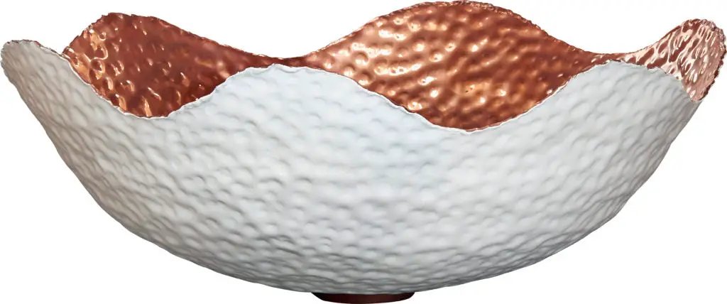 rose gold interior white enamel exterior pebble sink