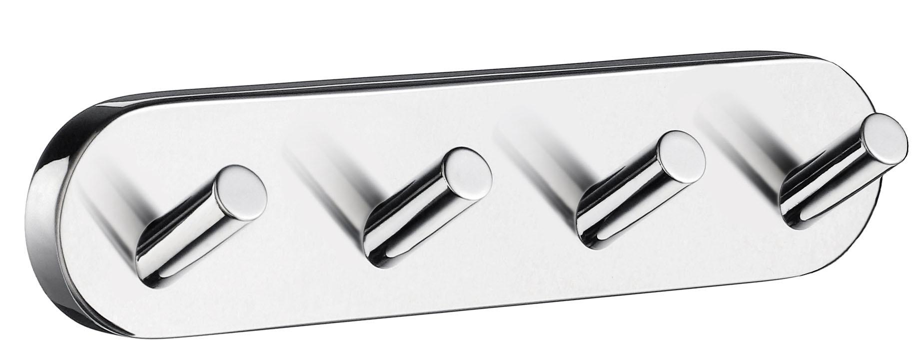 polished chrome quadruple hook