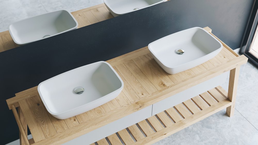 white vessel sink