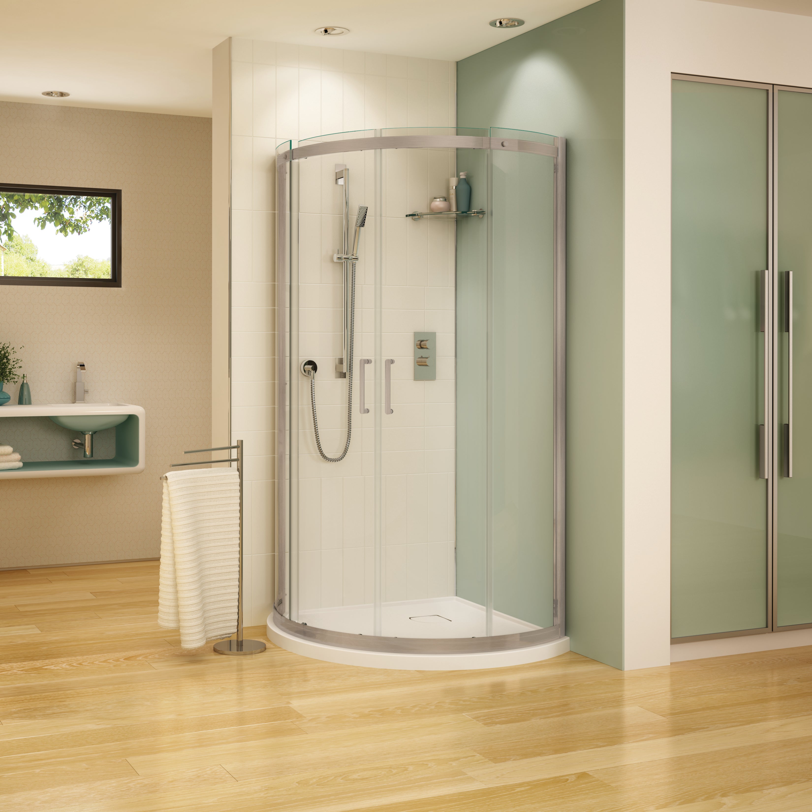 brushed nickel shower door