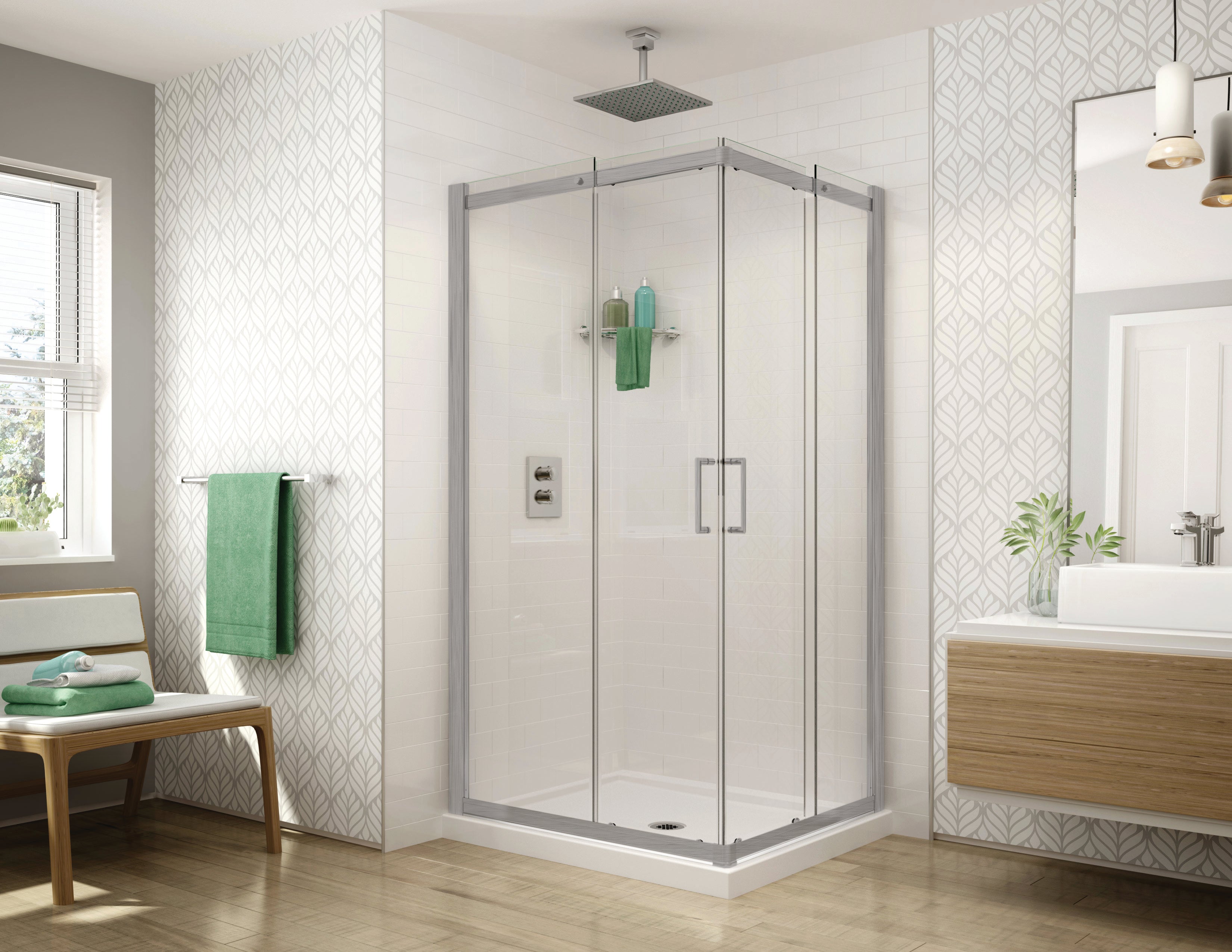 brushed nickel shower door
